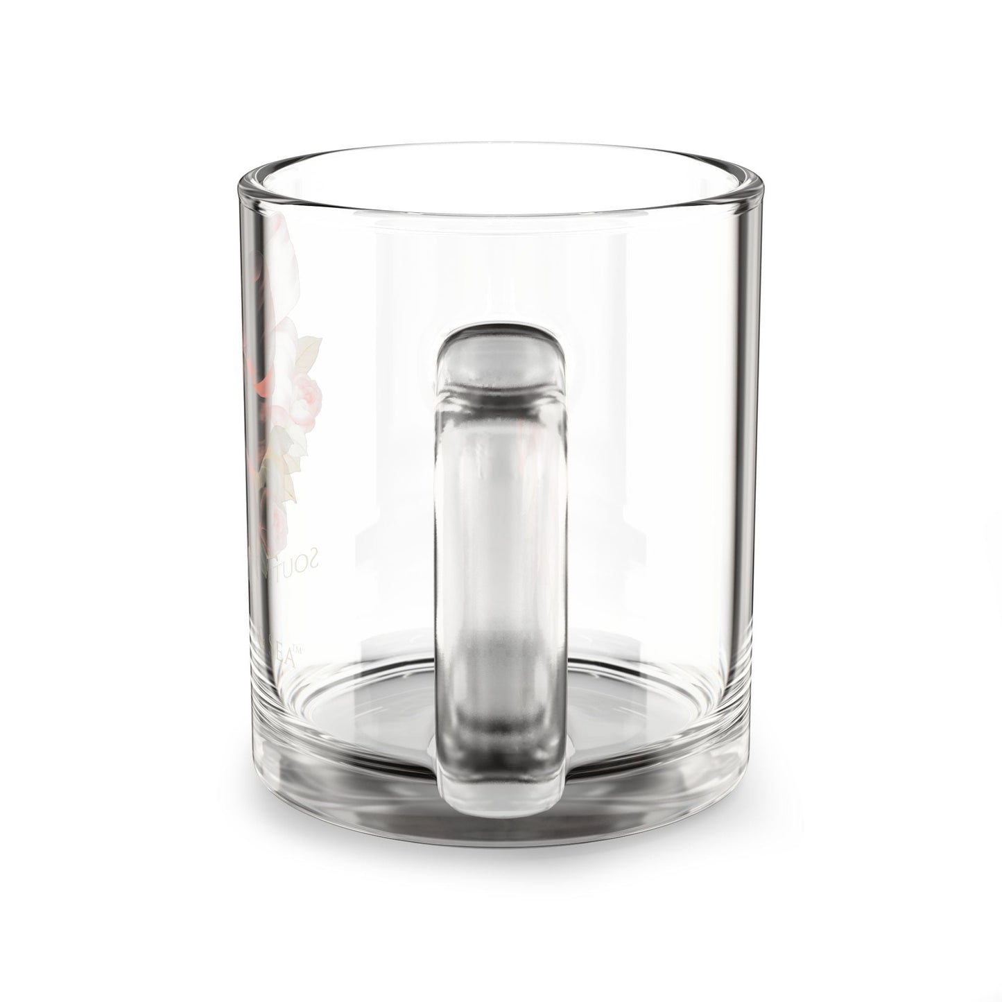 Pink Floral Bow Clear Glass Drinking Mug | Southern Belle & Sea™ - Southern Belle & Sea