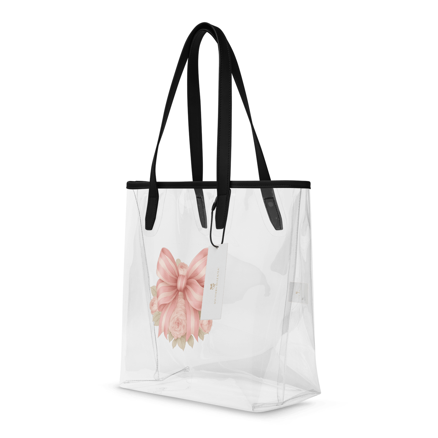 Pink Floral Bow Clear Tote | Southern Belle & Sea™ - Southern Belle & Sea