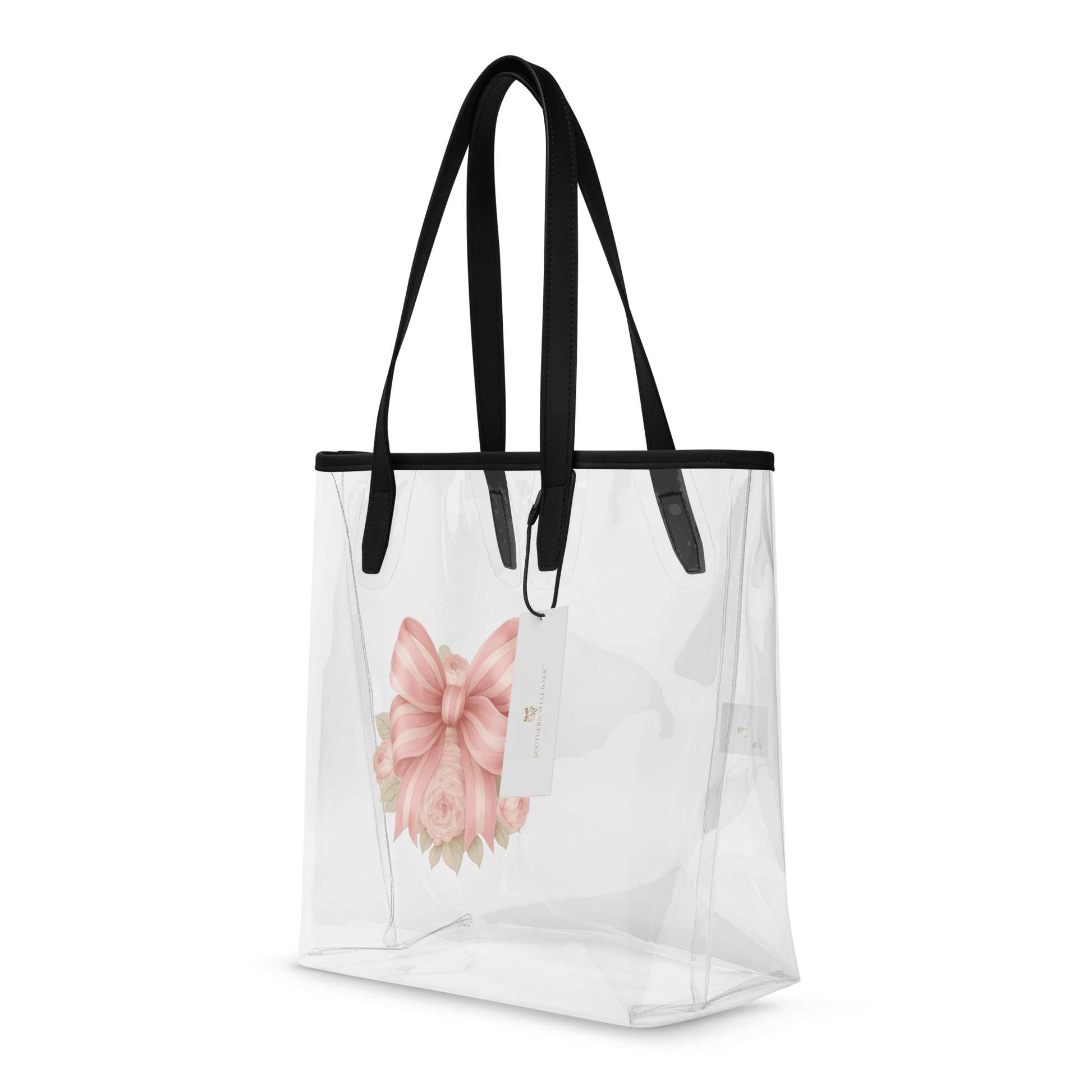 Pink Floral Bow Clear Tote | Southern Belle & Sea™ - Southern Belle & Sea
