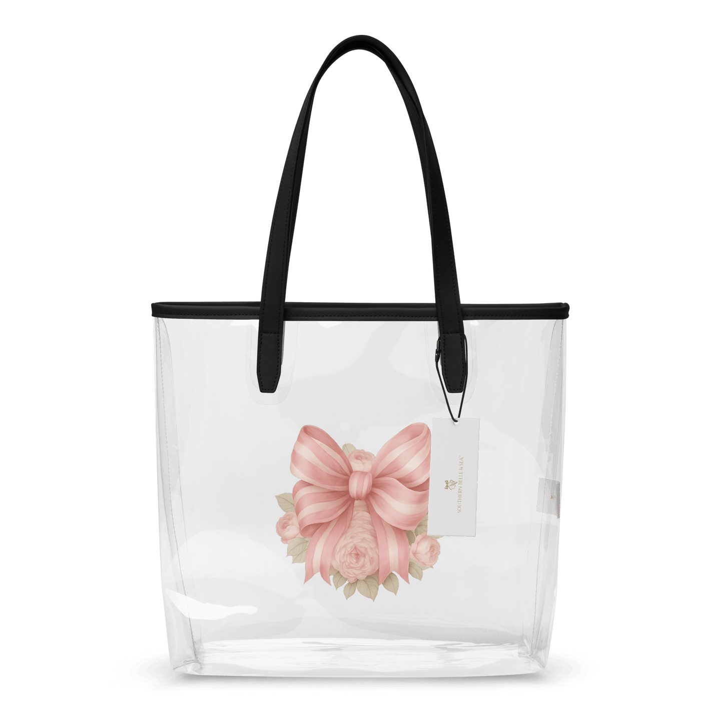 Pink Floral Bow Clear Tote | Southern Belle & Sea™ - Southern Belle & Sea