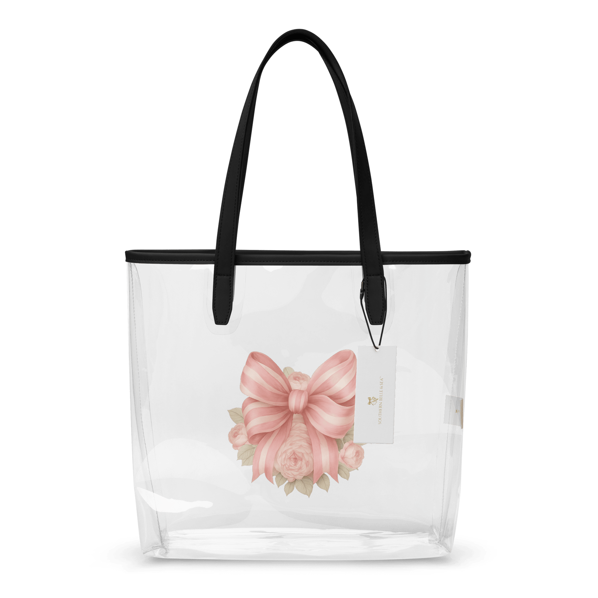 Pink Floral Bow Clear Tote | Southern Belle & Sea™ - Southern Belle & Sea
