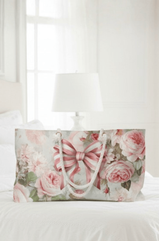 Pink Floral Bow — Weekender Tote Bag | Southern Belle & Sea™ - Southern Belle & Sea