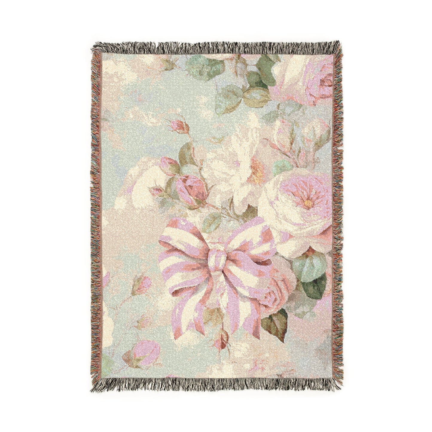 Pink Floral Bow — Woven Cotton Blanket | Southern Belle & Sea™ - Southern Belle & Sea