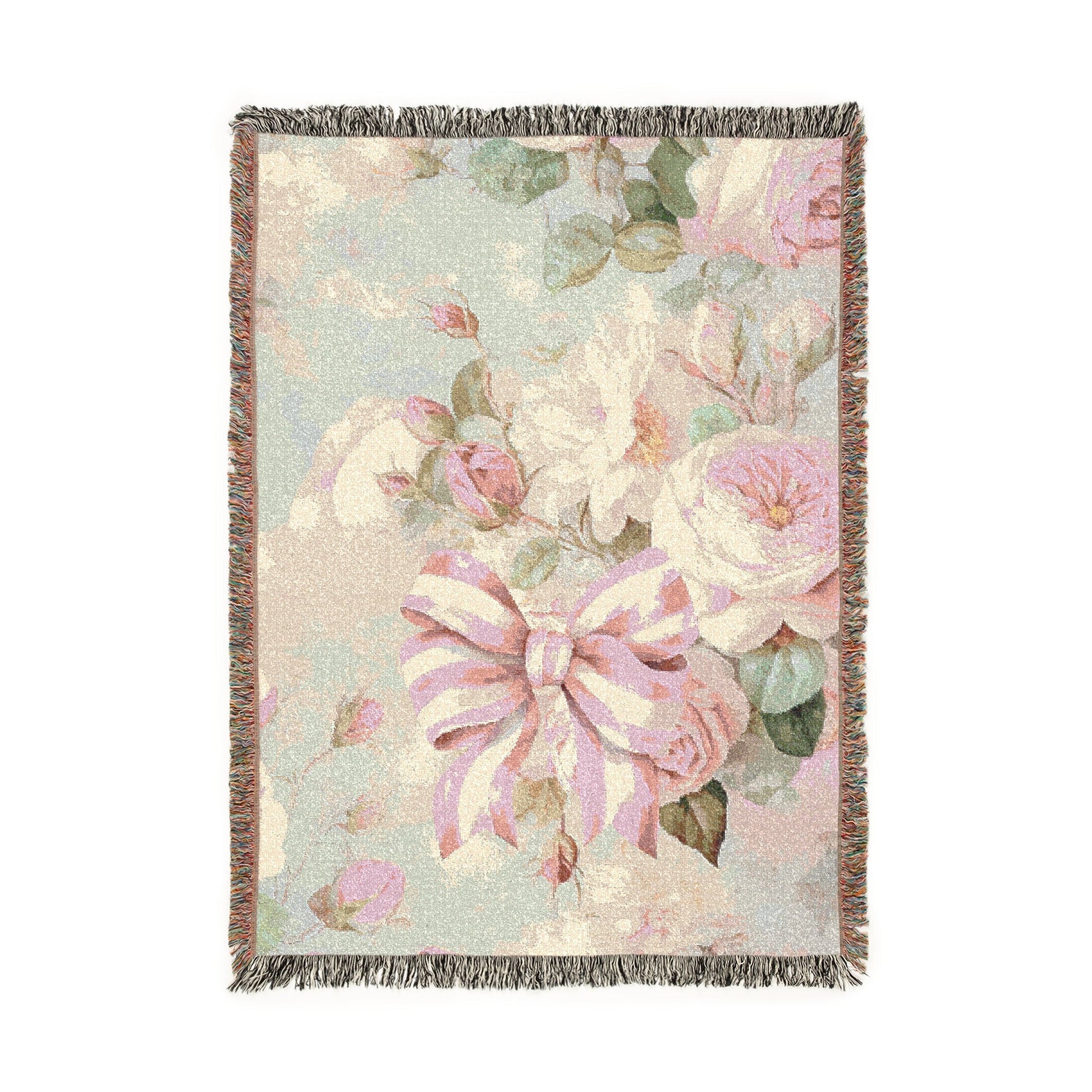 Pink Floral Bow — Woven Cotton Blanket | Southern Belle & Sea™ - Southern Belle & Sea
