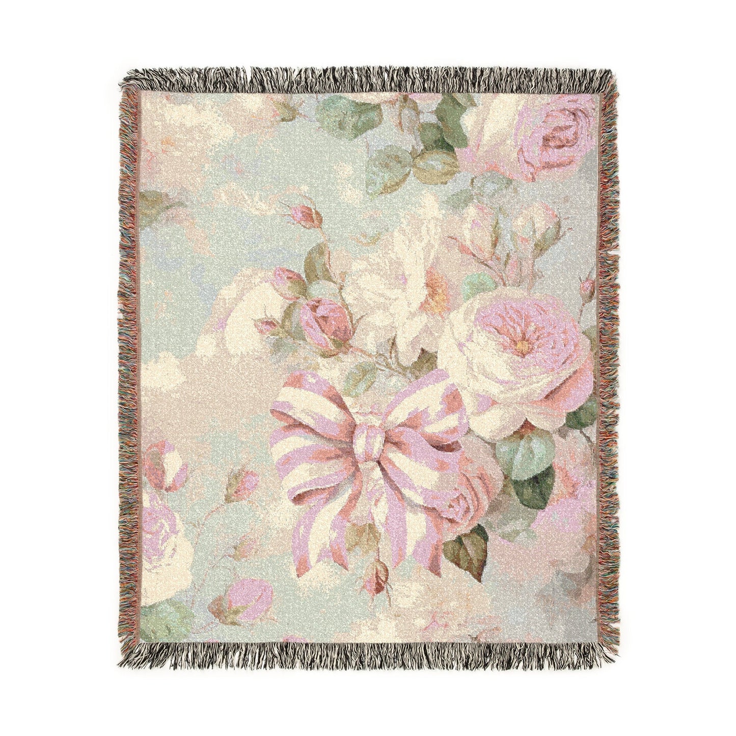 Pink Floral Bow — Woven Cotton Blanket | Southern Belle & Sea™ - Southern Belle & Sea