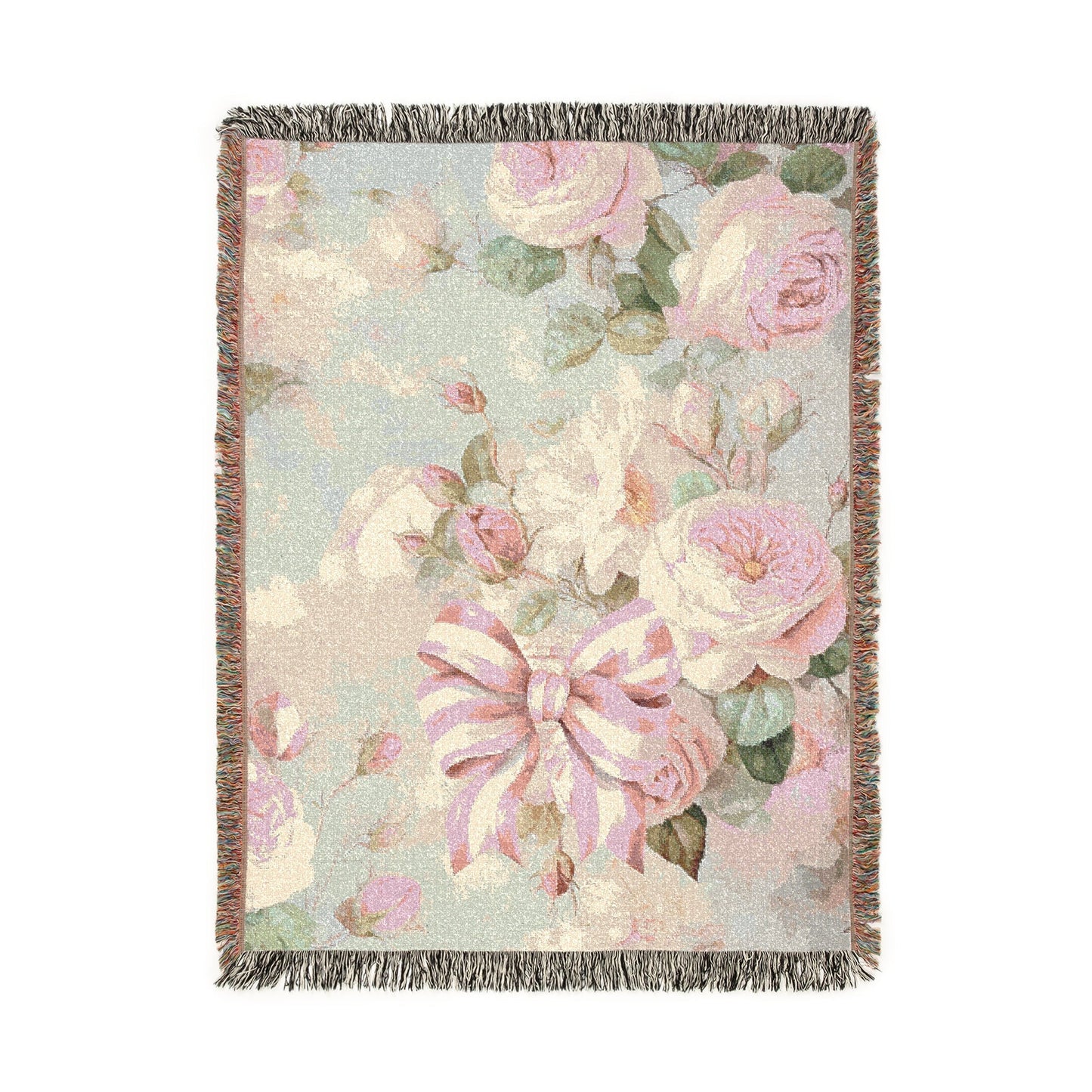 Pink Floral Bow — Woven Cotton Blanket | Southern Belle & Sea™ - Southern Belle & Sea