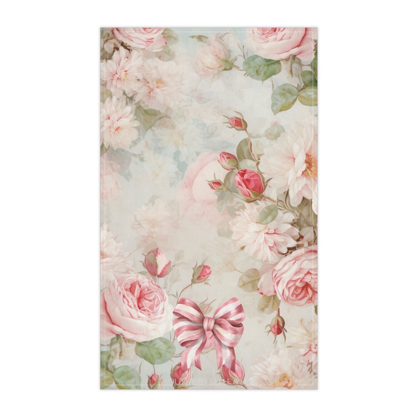 Pink Floral — Tea Towel (18" × 30") | Southern Belle & Sea™ - Southern Belle & Sea