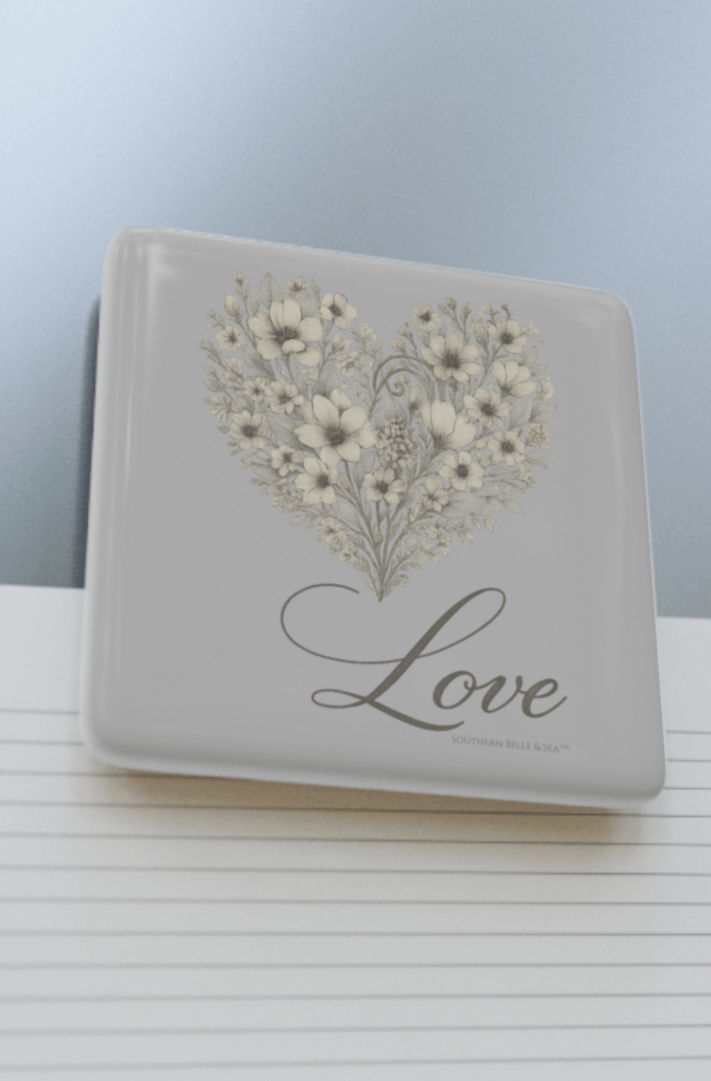Vintage Botanical “LOVE” — Misty Gray Edition Porcelain Magnet| Southern Belle & Sea™ - Southern Belle & Sea