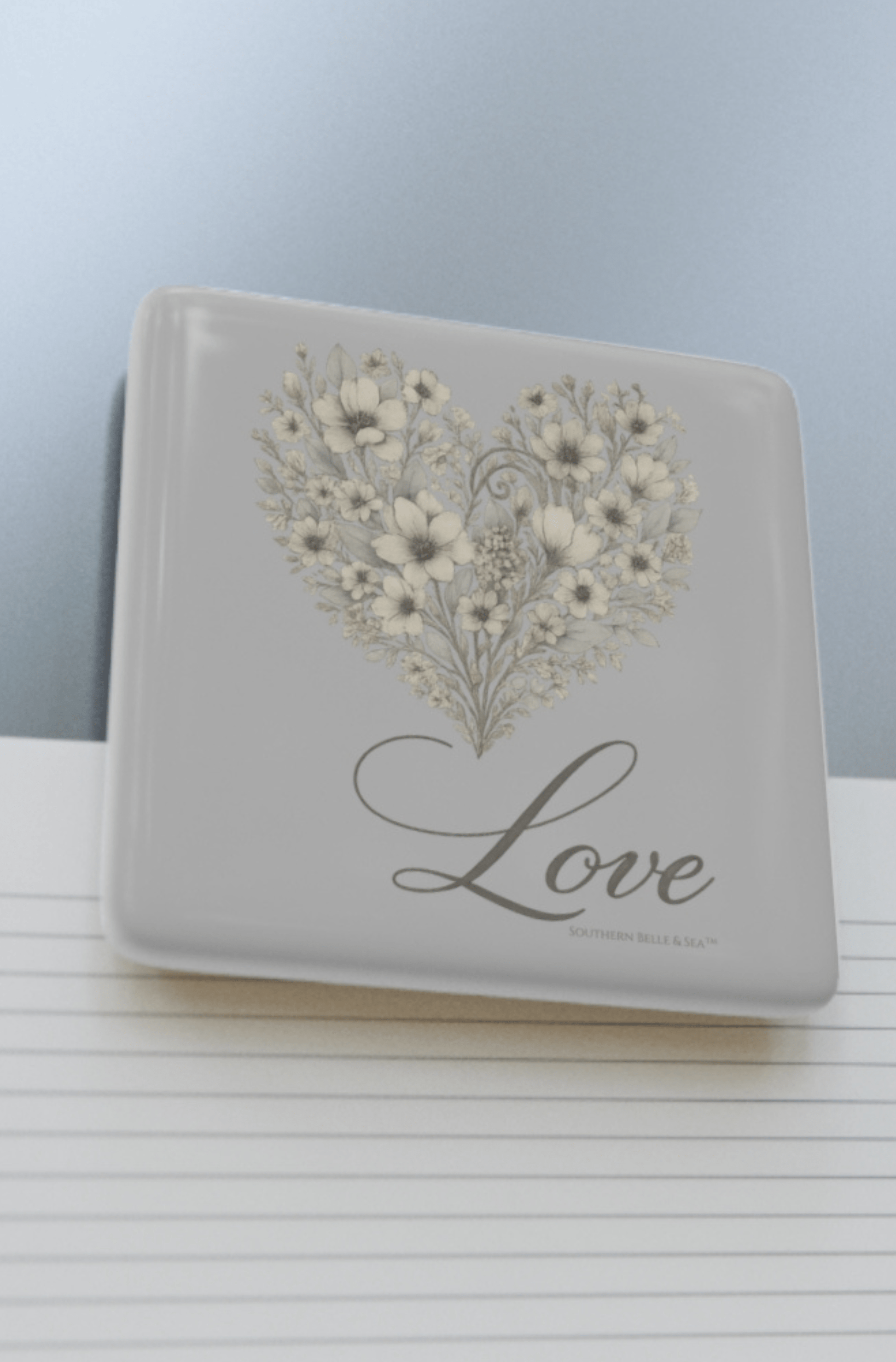 Vintage Botanical “LOVE” — Misty Gray Edition Porcelain Magnet| Southern Belle & Sea™ - Southern Belle & Sea
