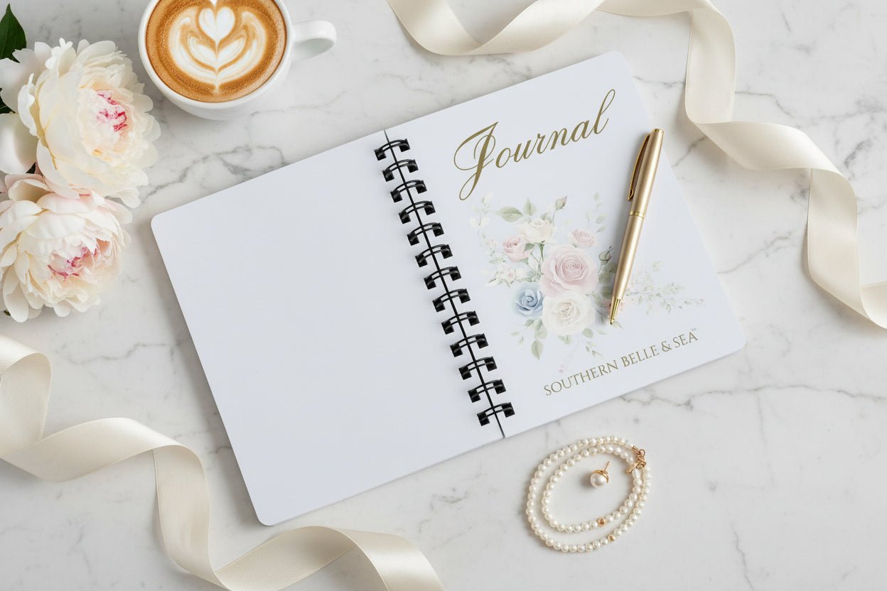 Rachel Grace Floral Journal | Soft Watercolor Christian Writing Journal | Southern Belle & Sea™ - Southern Belle & Sea