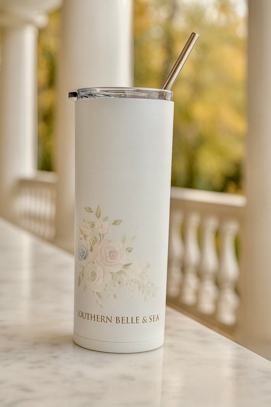 Rachel Grace Floral Stainless Steel Tumbler (20 oz) — Rachel Grace Collection | Southern Belle & Sea™ - Southern Belle & Sea