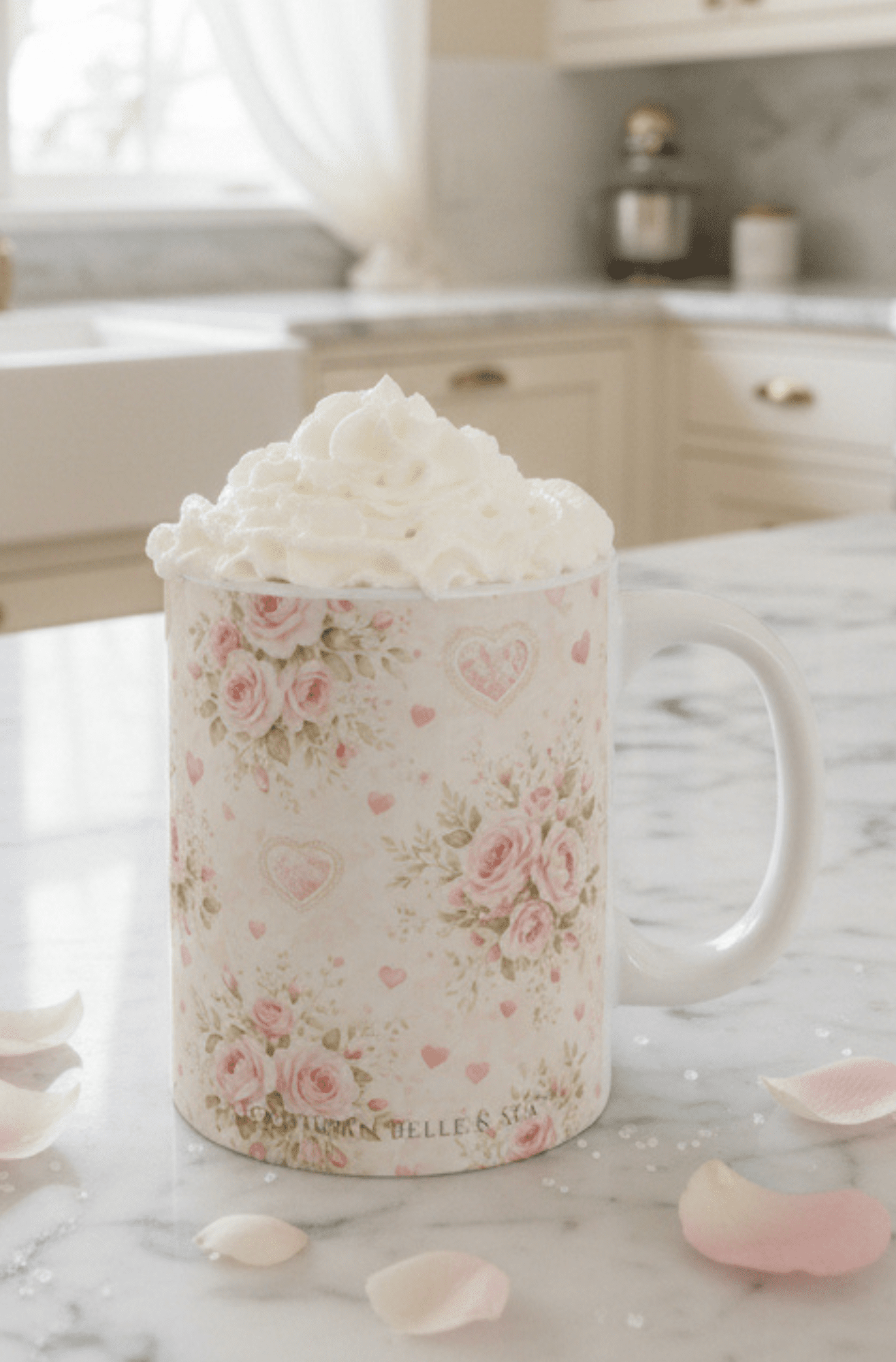 Rose Cottage Heirloom™ Floral Heart Mug | Romantic Rose Coffee Cup | Southern Belle & Sea™ - Southern Belle & Sea