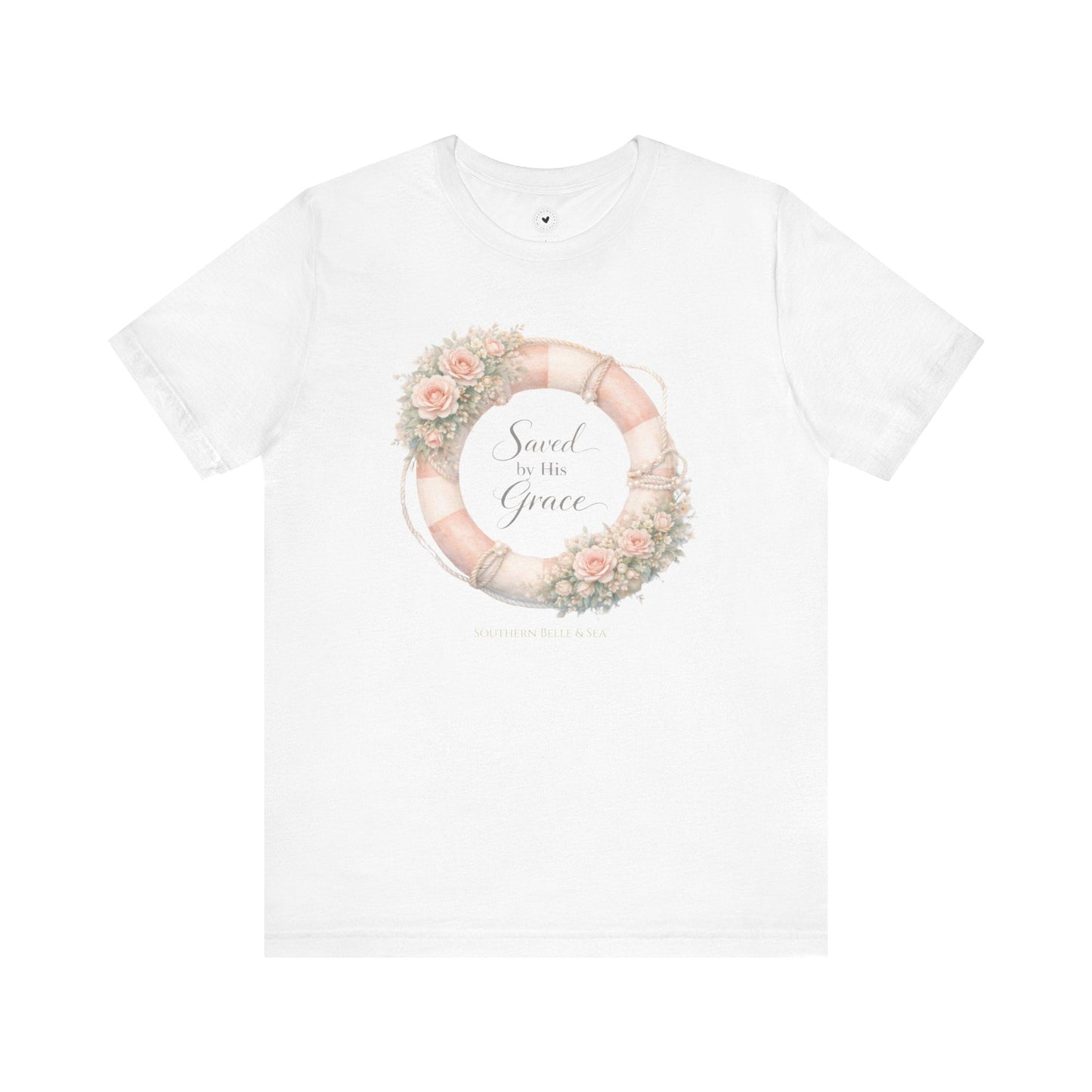 Saved by His Grace Lifesaver Floral Tee — Coastal Devotion | Southern Belle & Sea™ - Southern Belle & Sea