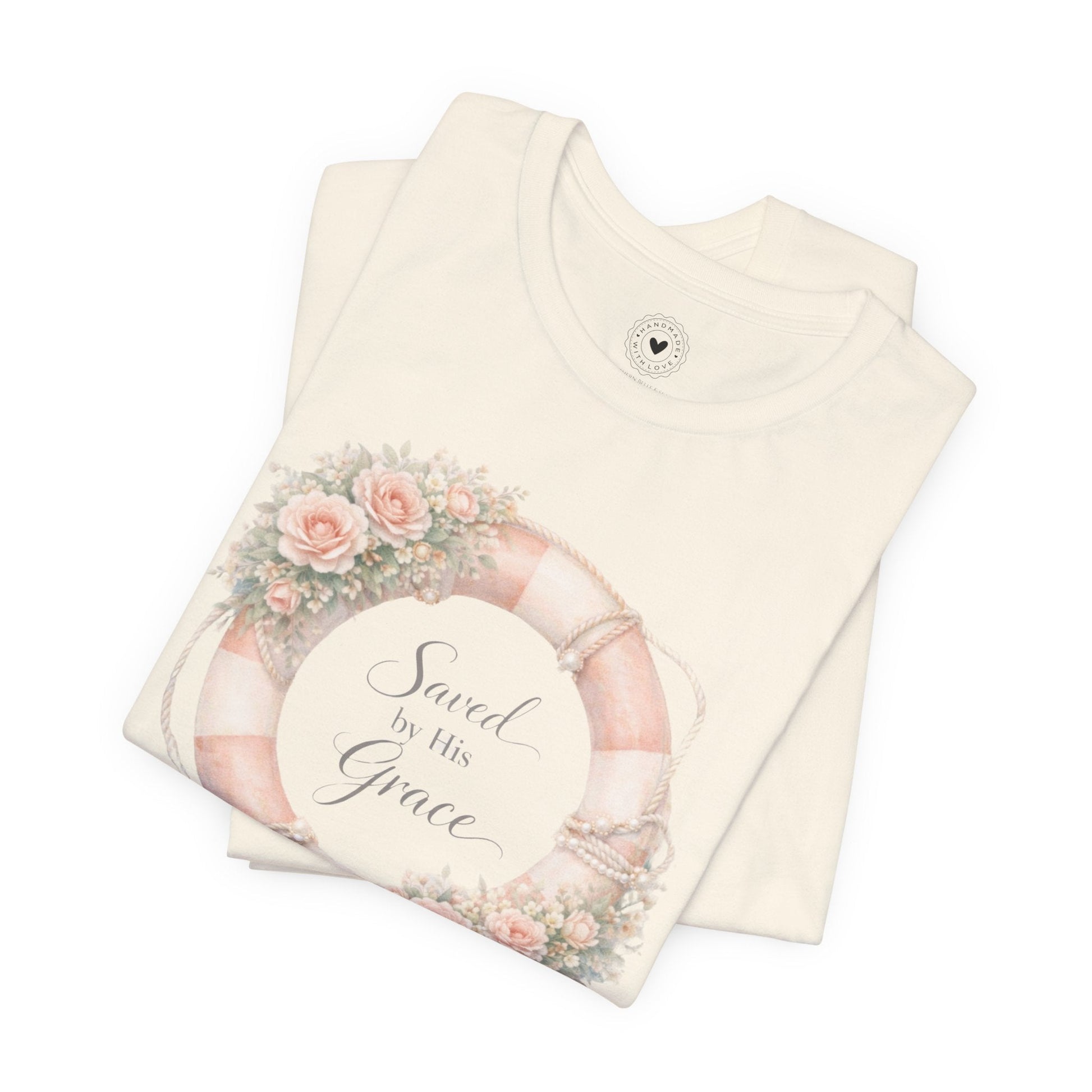 Saved by His Grace Lifesaver Floral Tee — Coastal Devotion | Southern Belle & Sea™ - Southern Belle & Sea