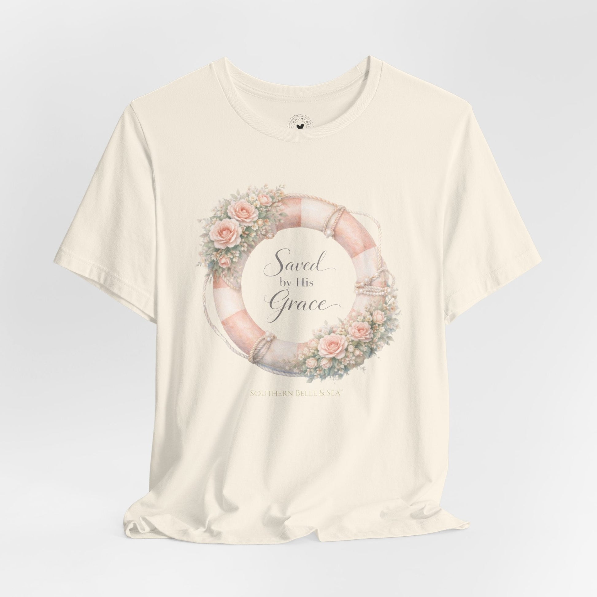 Saved by His Grace Lifesaver Floral Tee — Coastal Devotion | Southern Belle & Sea™ - Southern Belle & Sea