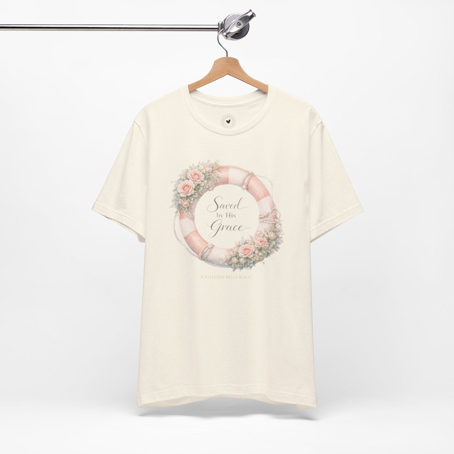 Saved by His Grace Lifesaver Floral Tee — Coastal Devotion | Southern Belle & Sea™ - Southern Belle & Sea