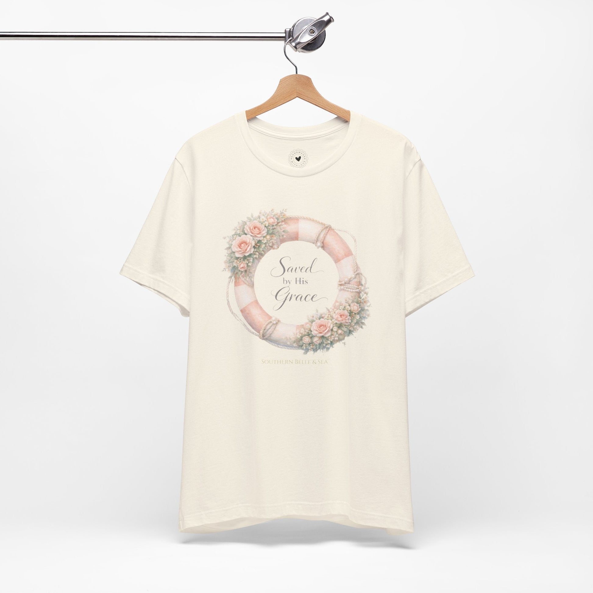 Saved by His Grace Lifesaver Floral Tee — Coastal Devotion | Southern Belle & Sea™ - Southern Belle & Sea