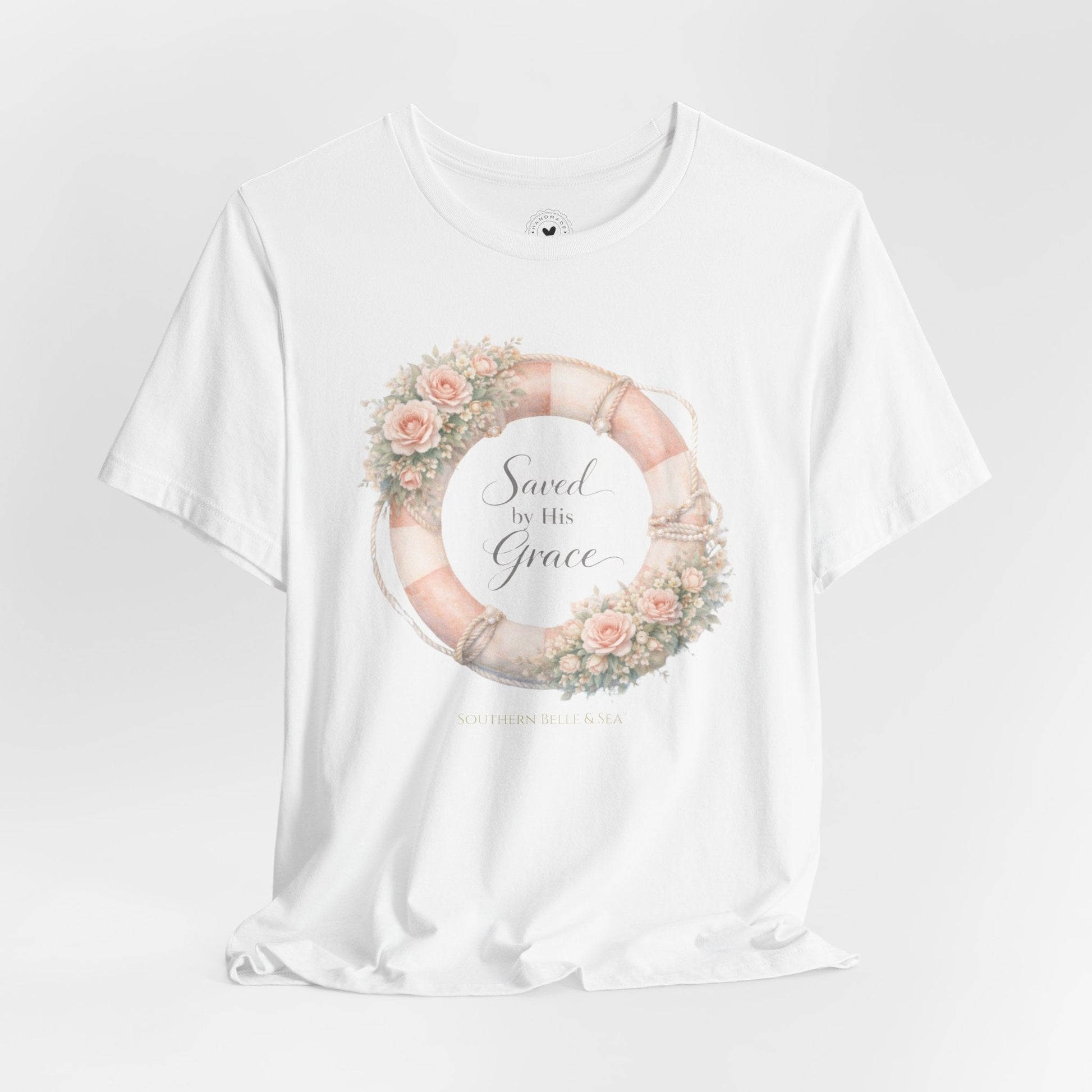 Saved by His Grace Lifesaver Floral Tee — Coastal Devotion | Southern Belle & Sea™ - Southern Belle & Sea