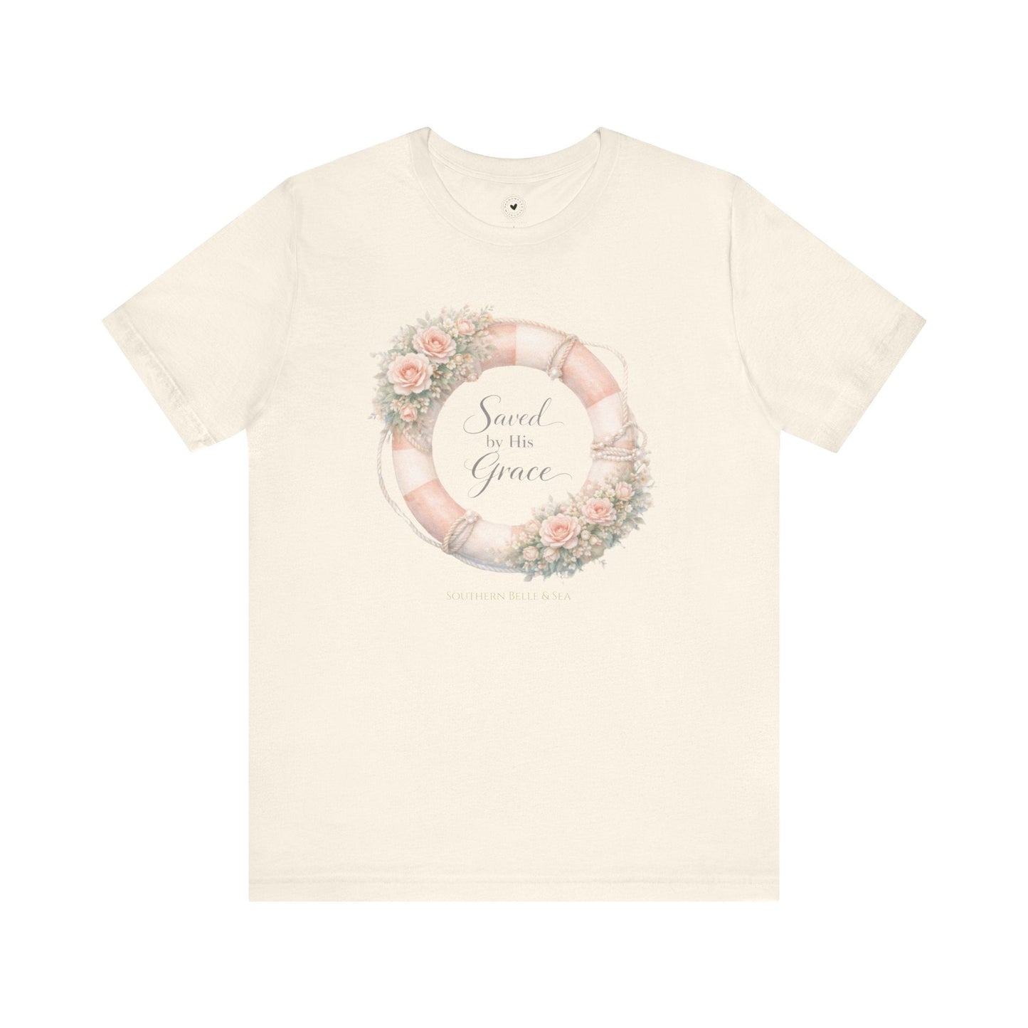 Saved by His Grace Lifesaver Floral Tee — Coastal Devotion | Southern Belle & Sea™ - Southern Belle & Sea