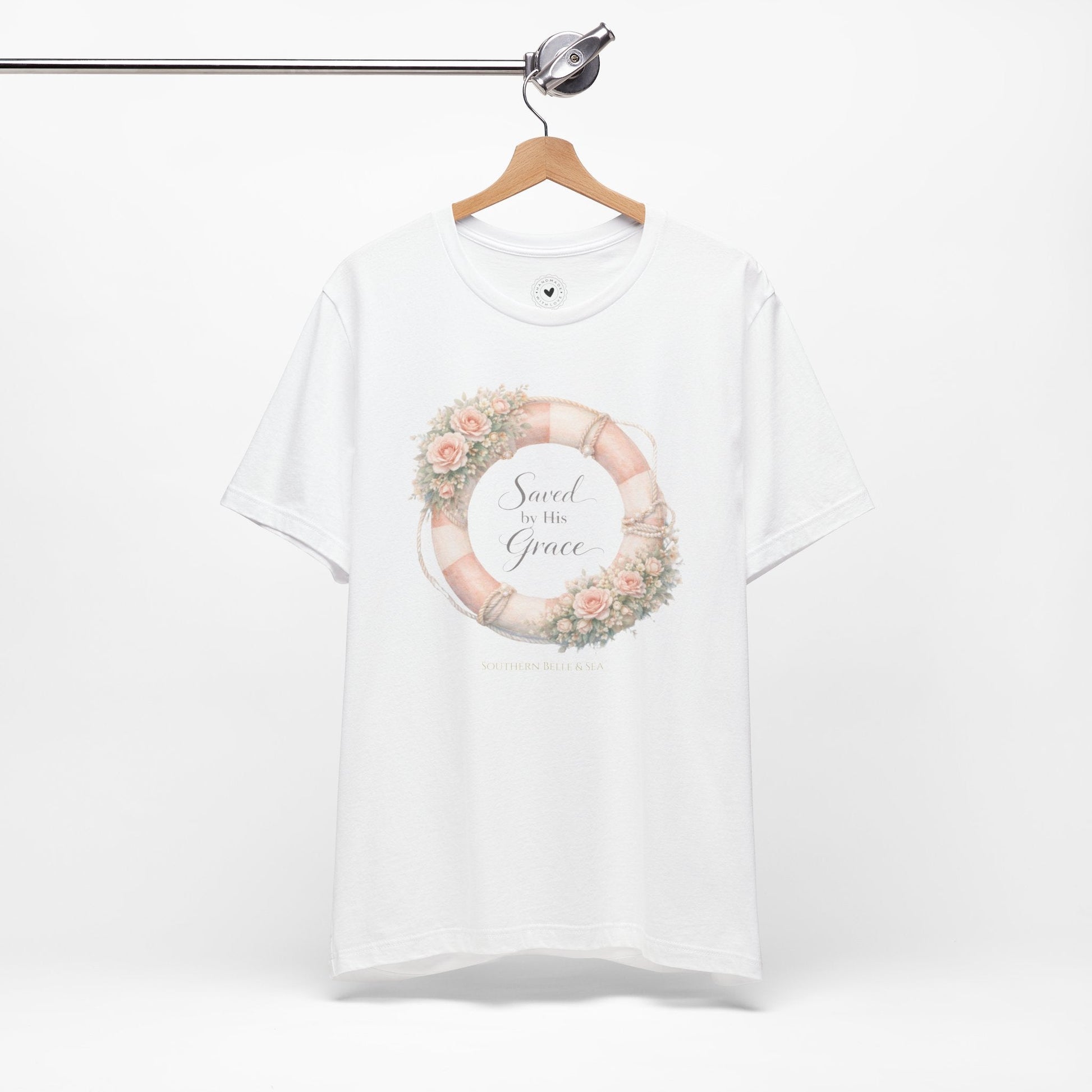 Saved by His Grace Lifesaver Floral Tee — Coastal Devotion | Southern Belle & Sea™ - Southern Belle & Sea