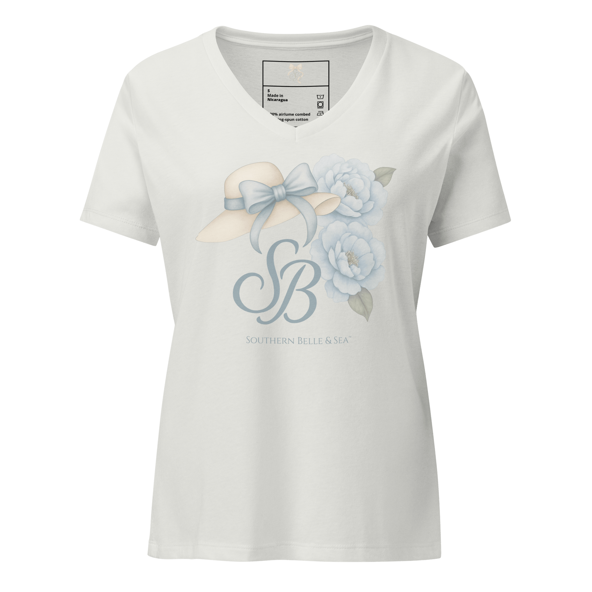 SB Blue Flower Tee — Blue Bow Monogram Series | Southern Belle & Sea™ - Southern Belle & Sea