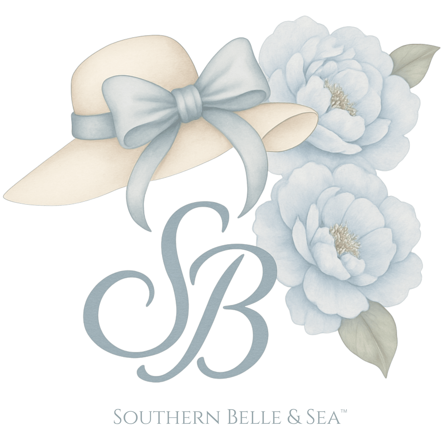 SB Blue Flower V - Neck Tee – Soft, Relaxed Fit | Southern Belle & Sea™ - Southern Belle & Sea