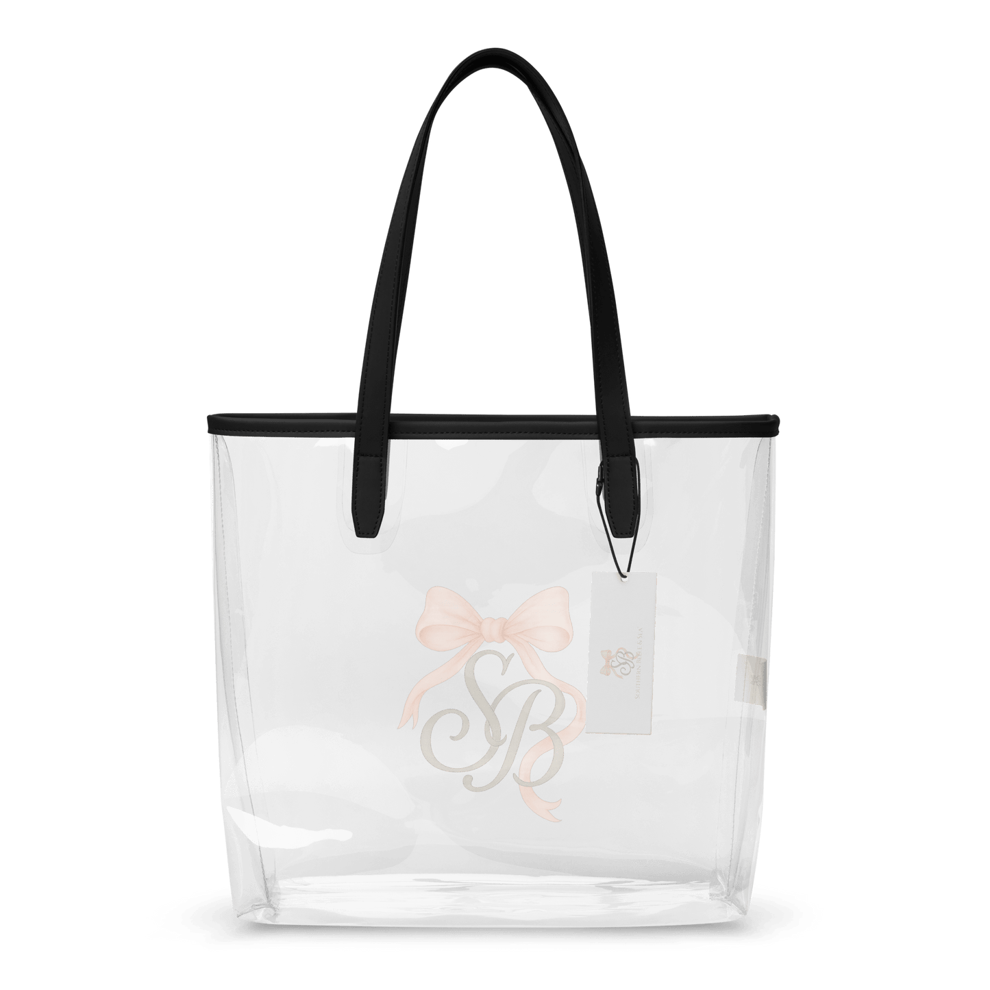 SB Clear Tote Bag — Blush Bow Monogram Series | Southern Belle & Sea™ - Southern Belle & Sea
