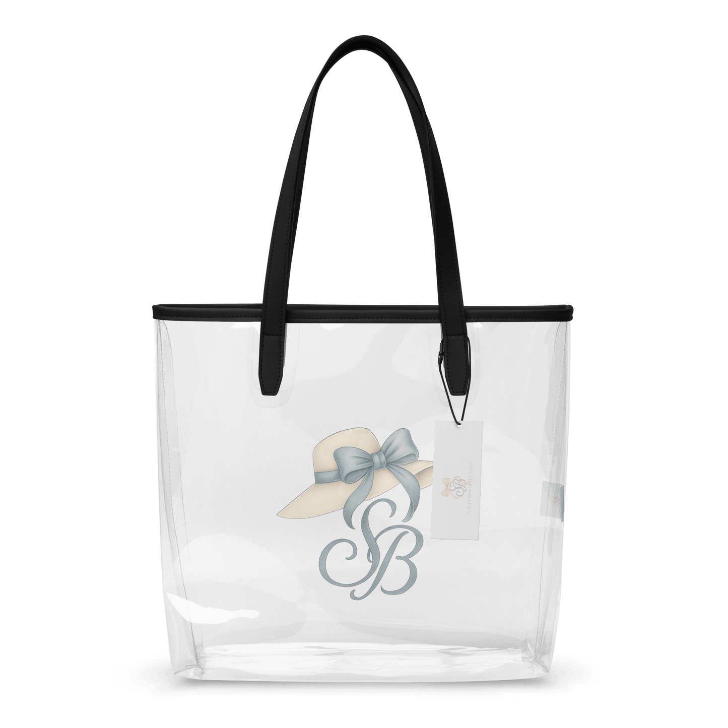 SB Clear Tote — Blue Bow Monogram Series | Southern Belle & Sea™ - Southern Belle & Sea