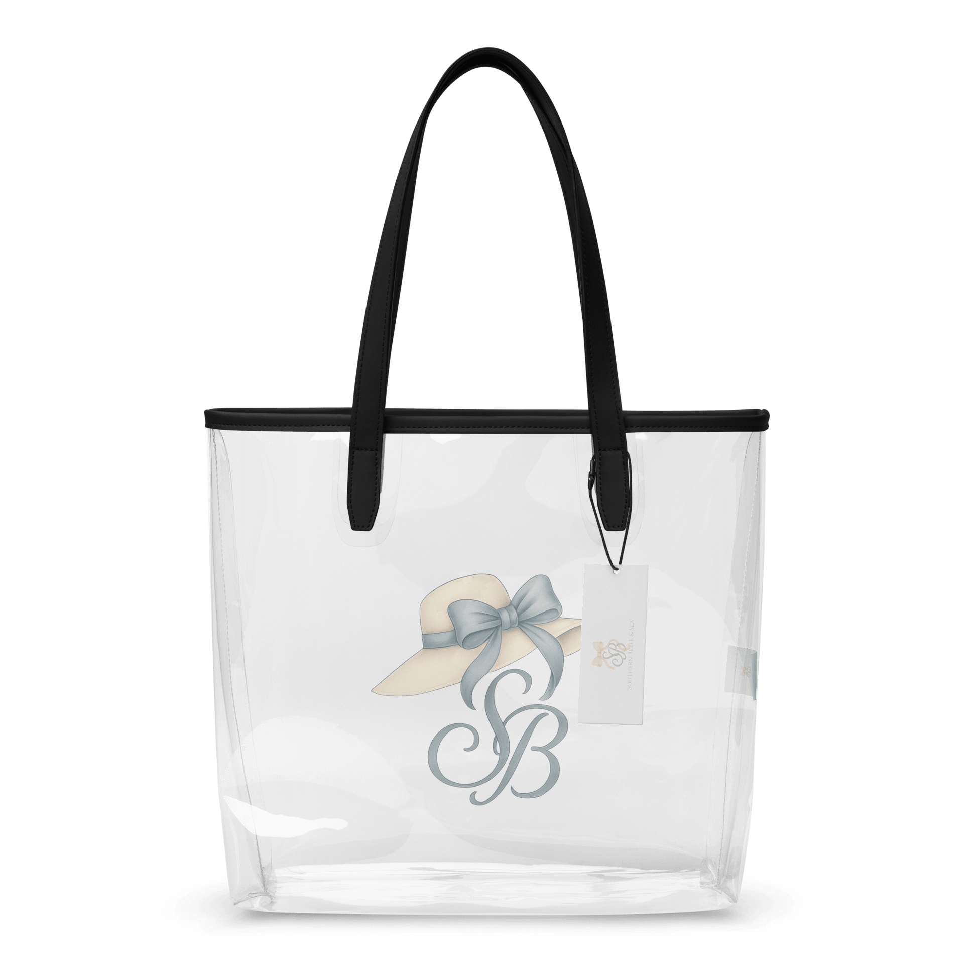 SB Clear Tote — Blue Bow Monogram Series | Southern Belle & Sea™ - Southern Belle & Sea