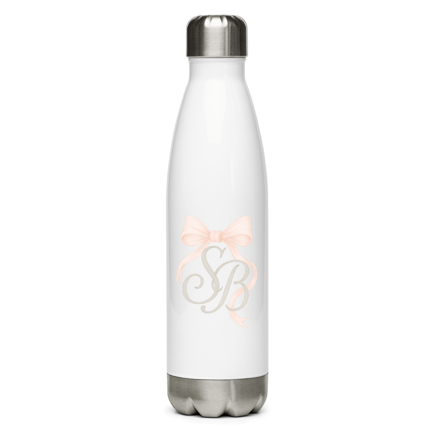 SB Monogram Blush Bow Stainless Steel Water Bottle | Southern Belle & Sea™ - Southern Belle & Sea