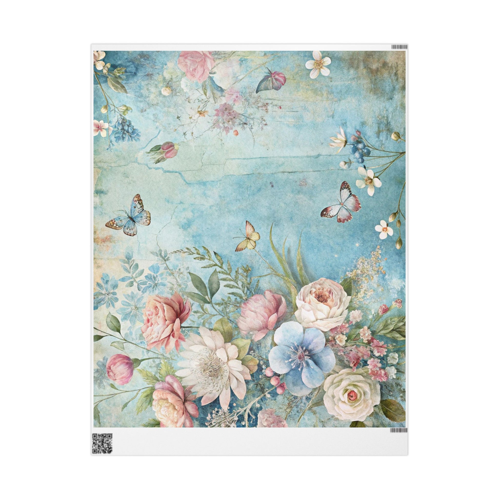 Gift box wrapped in Seafoam Floral wrapping paper styled with ribbon, Southern Belle & Sea™