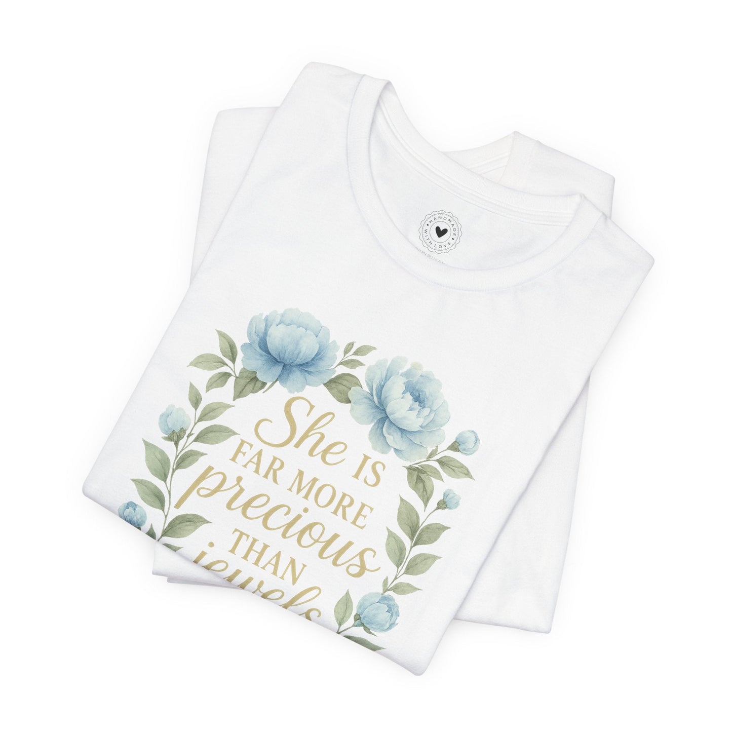 She Is More Precious… Christian Tee (White & Ice Blue) | Southern Belle & Sea™ - Southern Belle & Sea