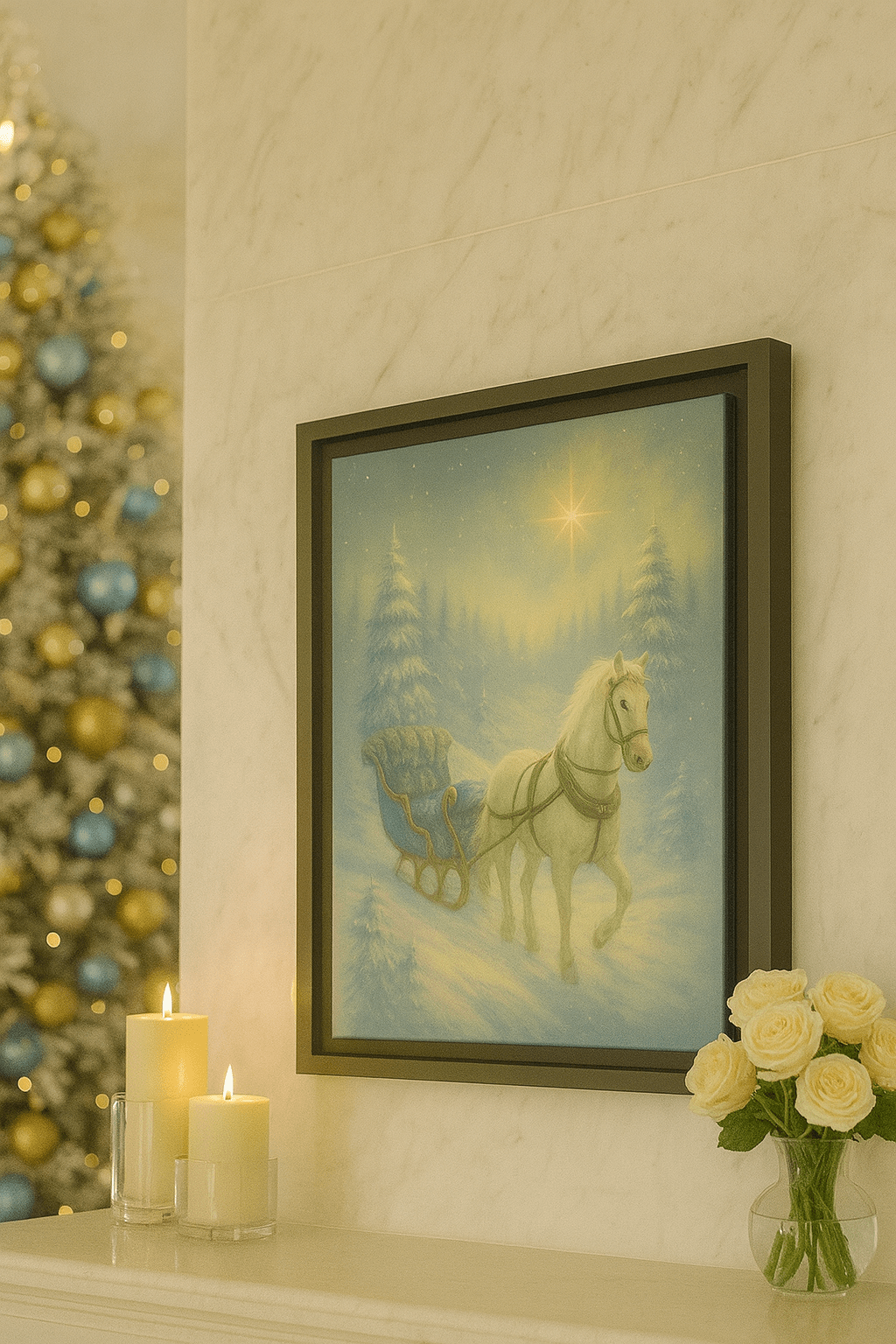 Sleigh in the Snow with the North Star — Winter Grace Fine Art Series | Southern Belle & Sea™ - Southern Belle & Sea