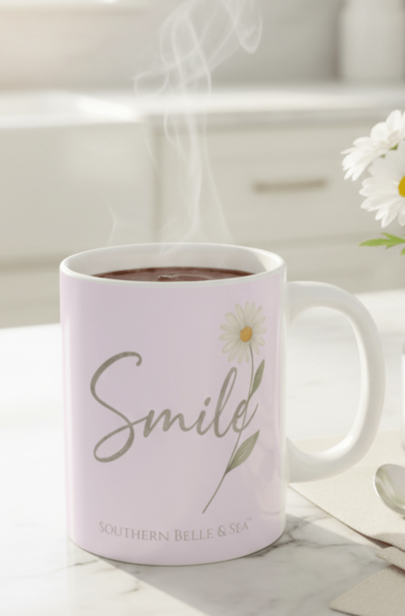 Smile Mug — Pale Pink Bloom | Southern Belle & Sea™ - Southern Belle & Sea