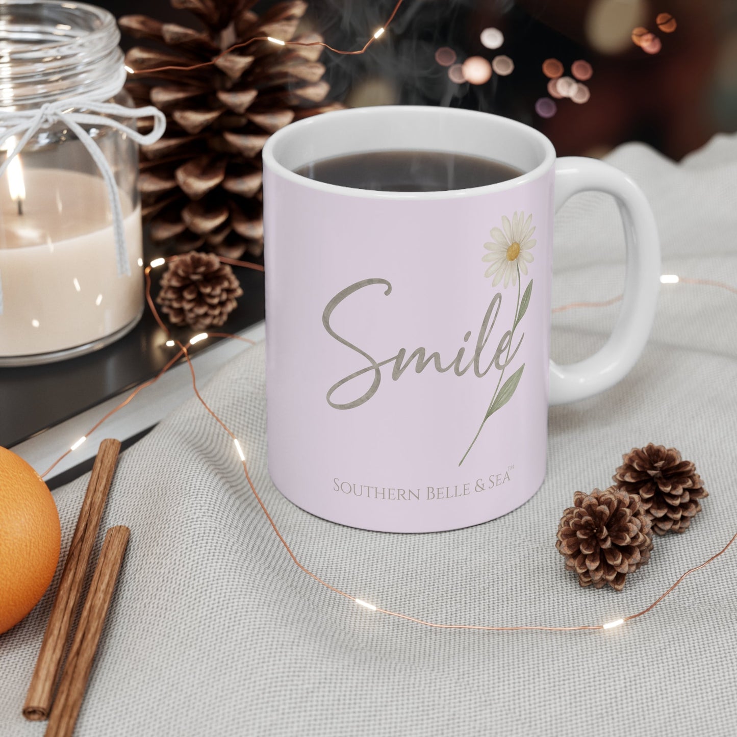 Smile Mug — Pale Pink Bloom | Southern Belle & Sea™ - Southern Belle & Sea