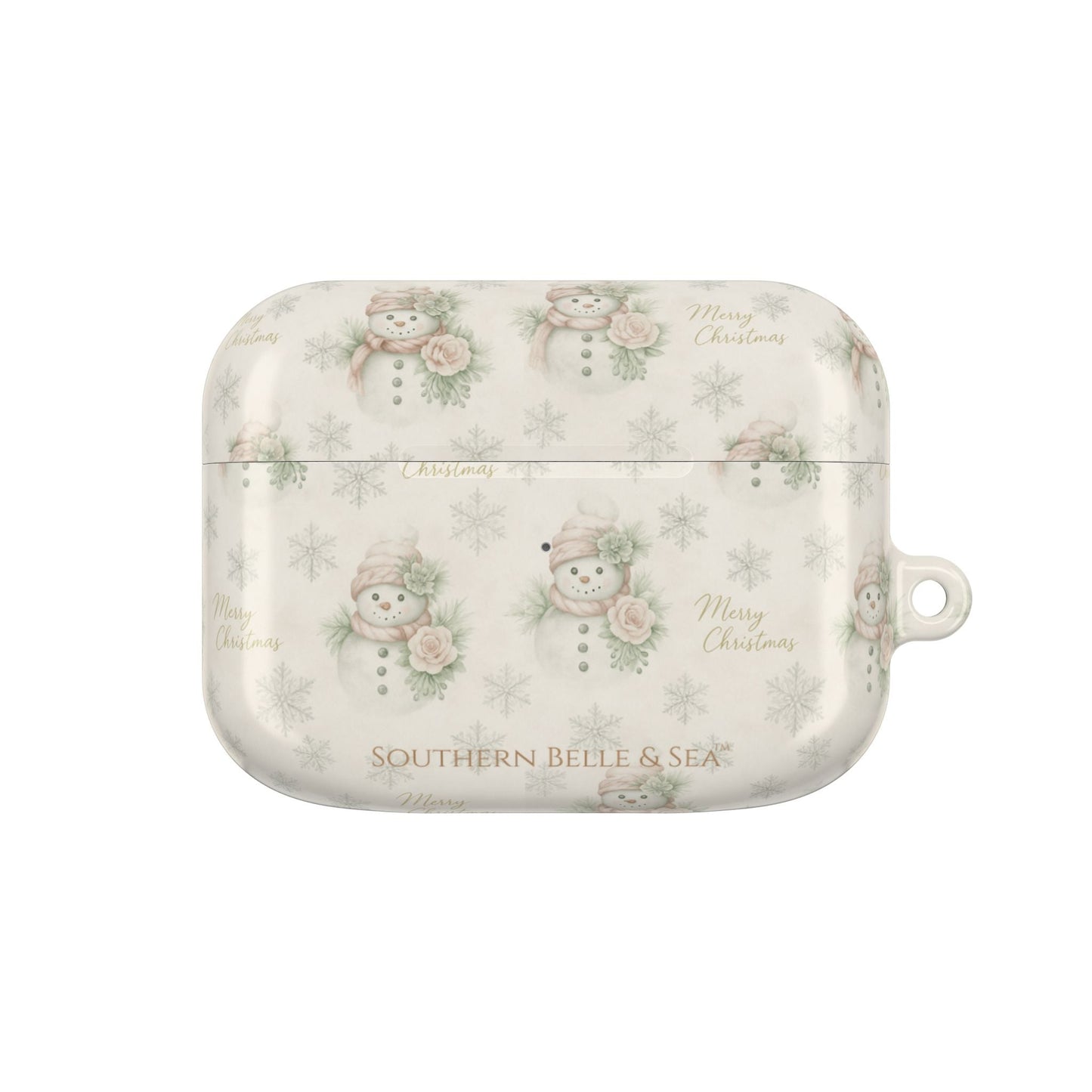 Snowman Christmas AirPod Case — 'Merry Christmas' Holiday Protective Cover - Southern Belle & Sea