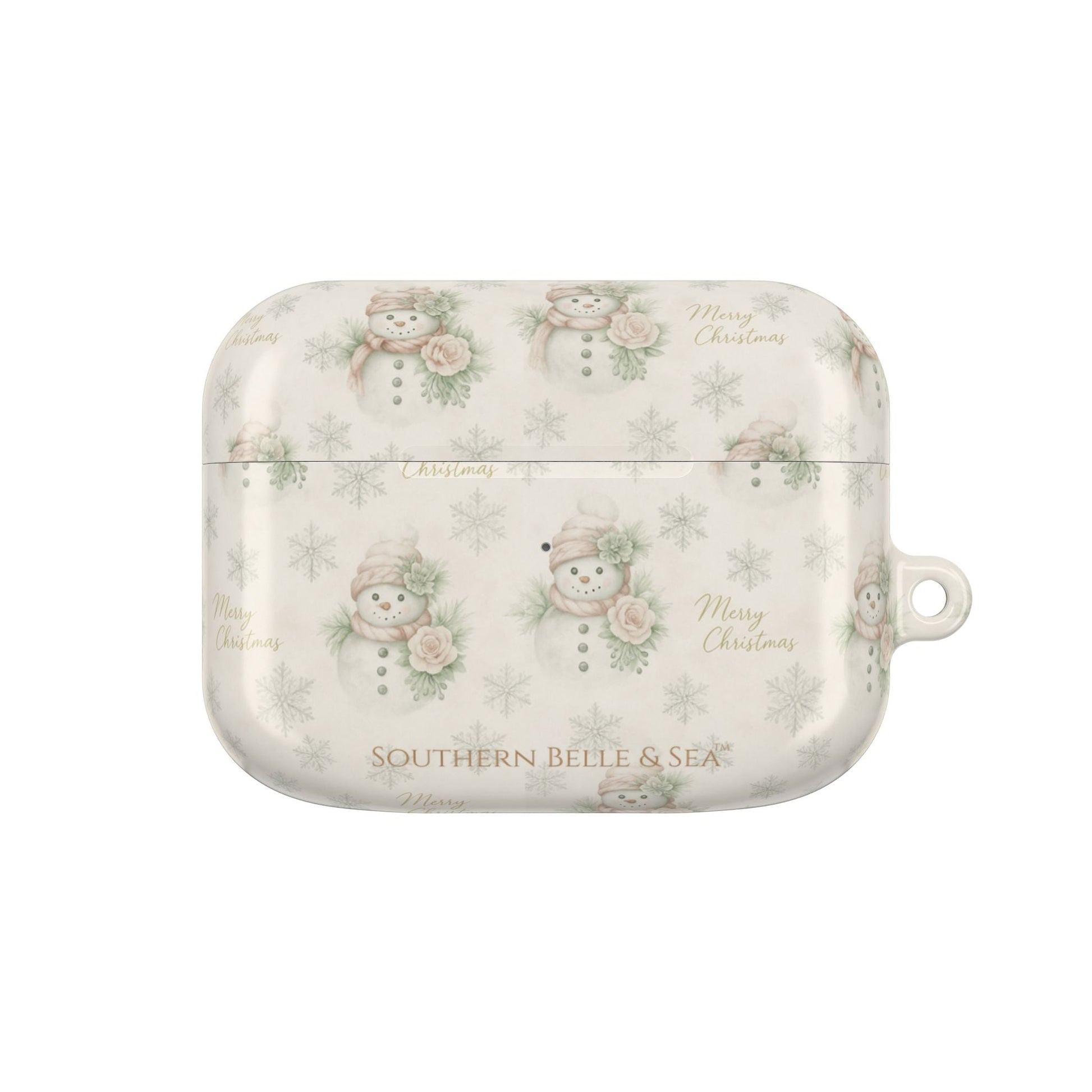 Snowman Christmas AirPod Case — 'Merry Christmas' Holiday Protective Cover - Southern Belle & Sea