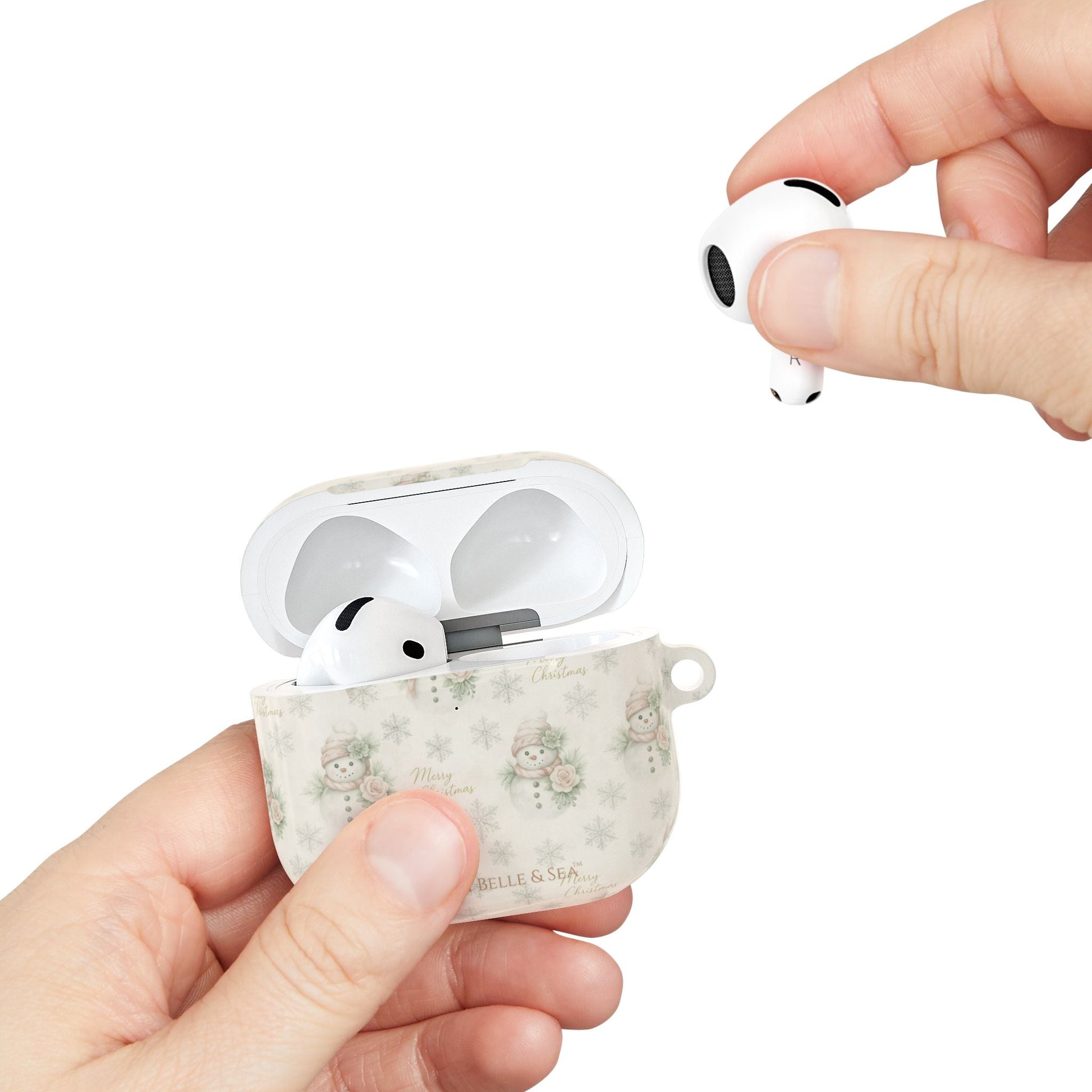 Snowman Christmas AirPod Case — 'Merry Christmas' Holiday Protective Cover - Southern Belle & Sea
