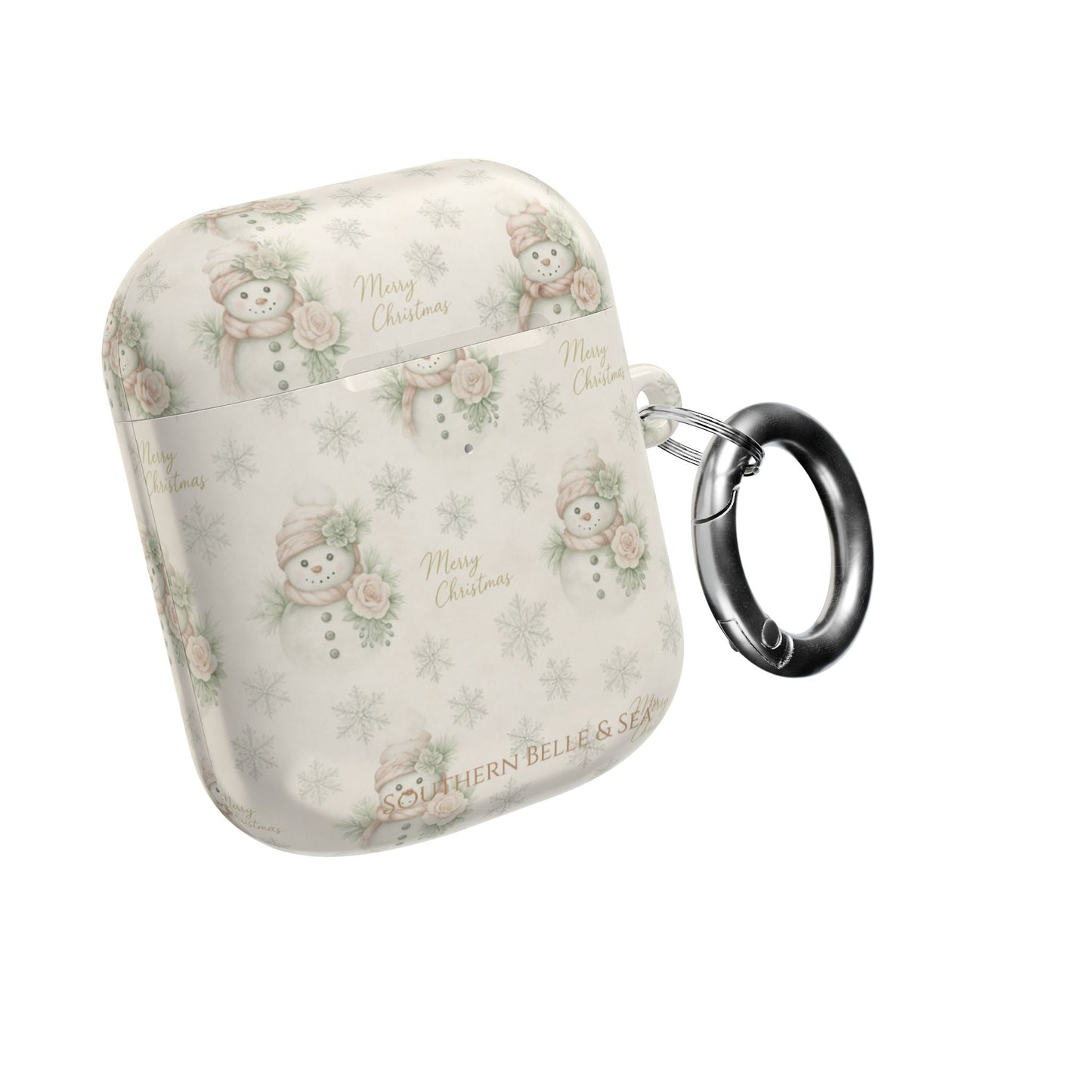 Snowman Christmas AirPod Case — 'Merry Christmas' Holiday Protective Cover - Southern Belle & Sea
