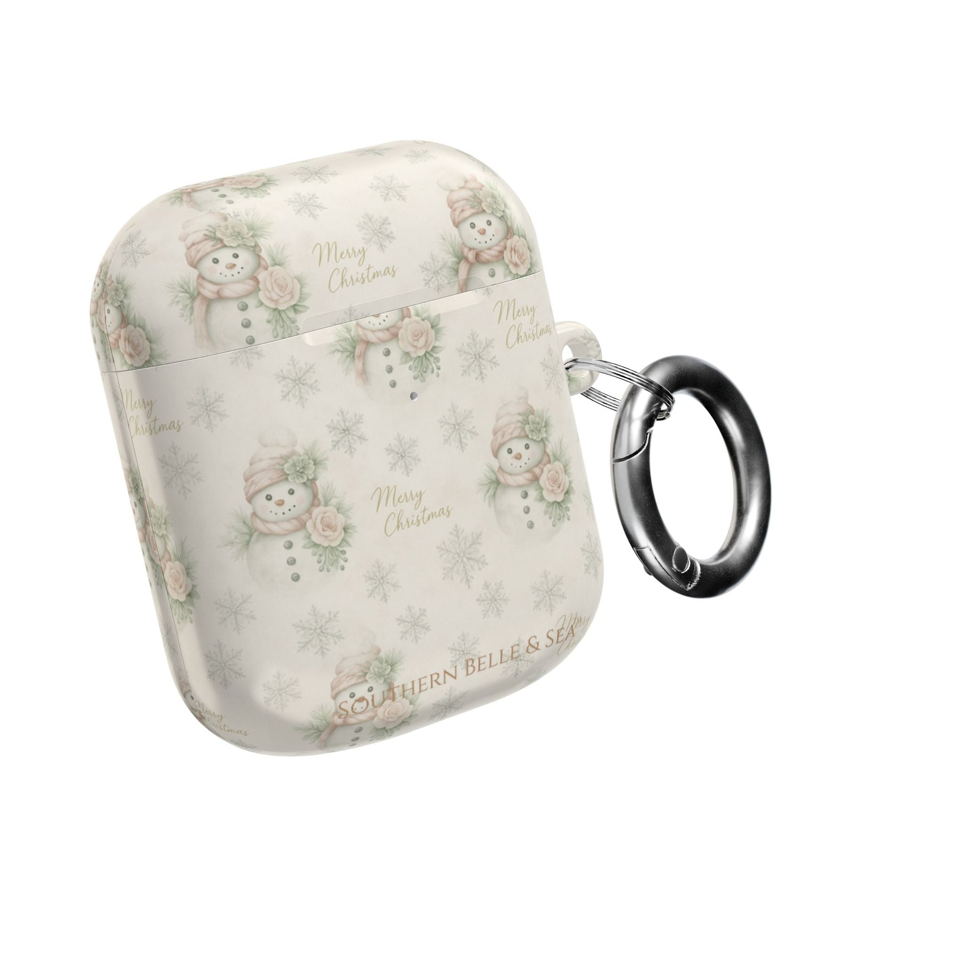 Snowman Christmas AirPod Case — 'Merry Christmas' Holiday Protective Cover - Southern Belle & Sea