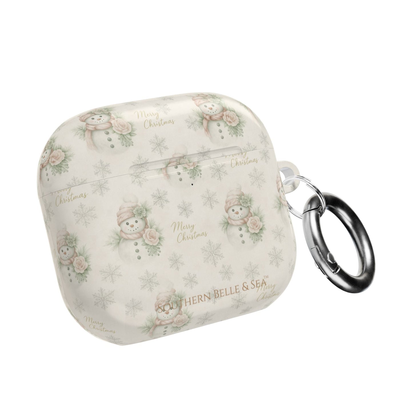 Snowman Christmas AirPod Case — 'Merry Christmas' Holiday Protective Cover - Southern Belle & Sea