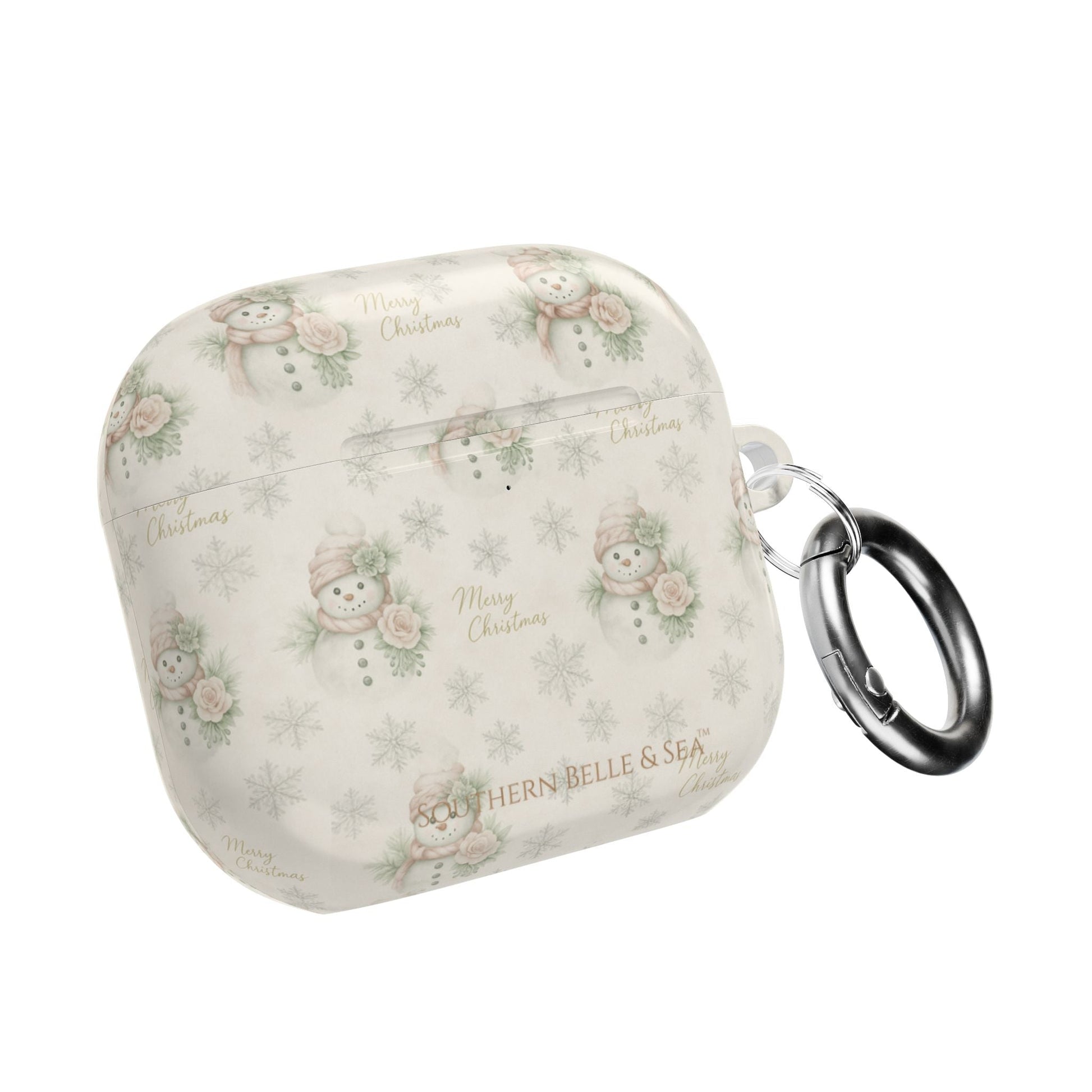 Snowman Christmas AirPod Case — 'Merry Christmas' Holiday Protective Cover - Southern Belle & Sea