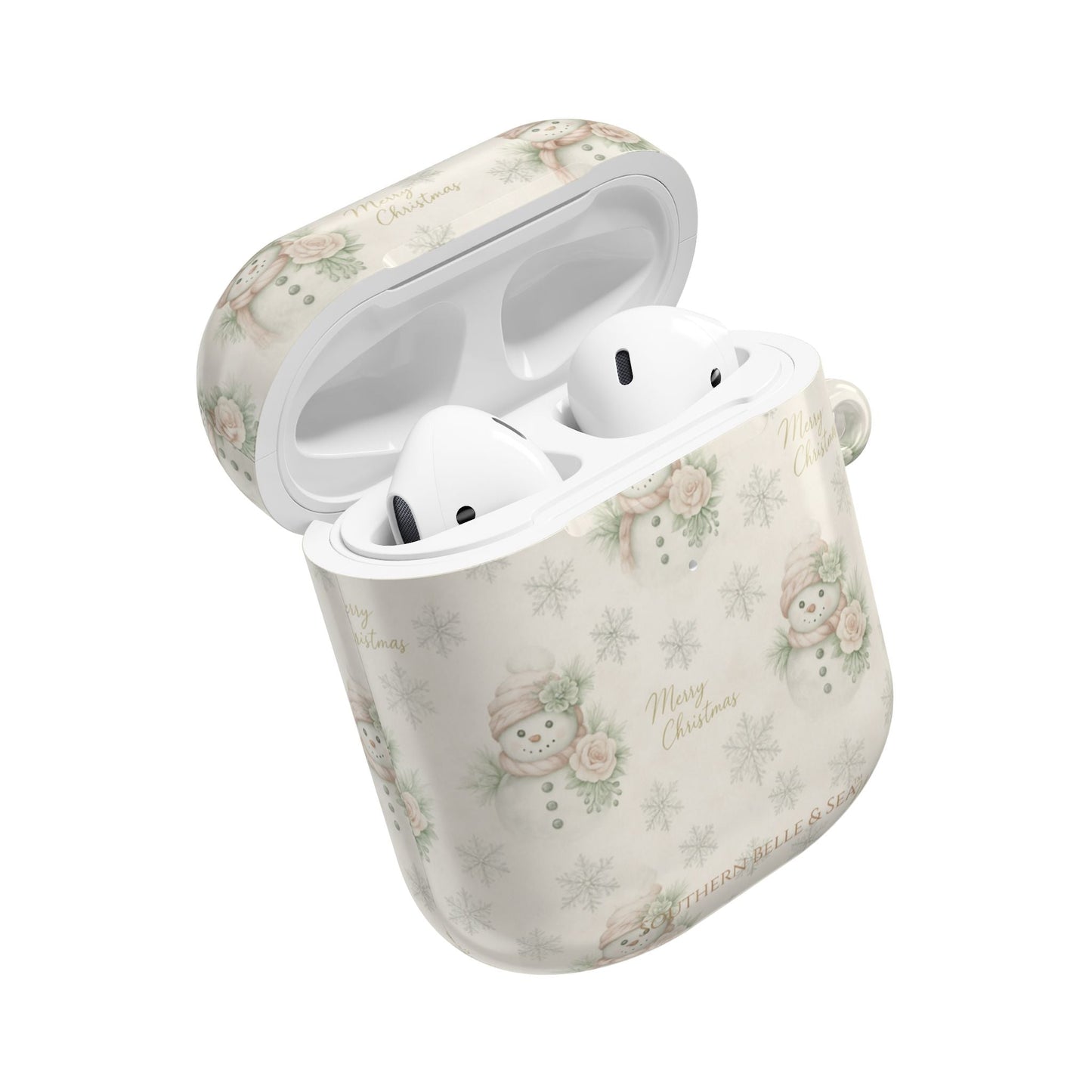 Snowman Christmas AirPod Case — 'Merry Christmas' Holiday Protective Cover - Southern Belle & Sea