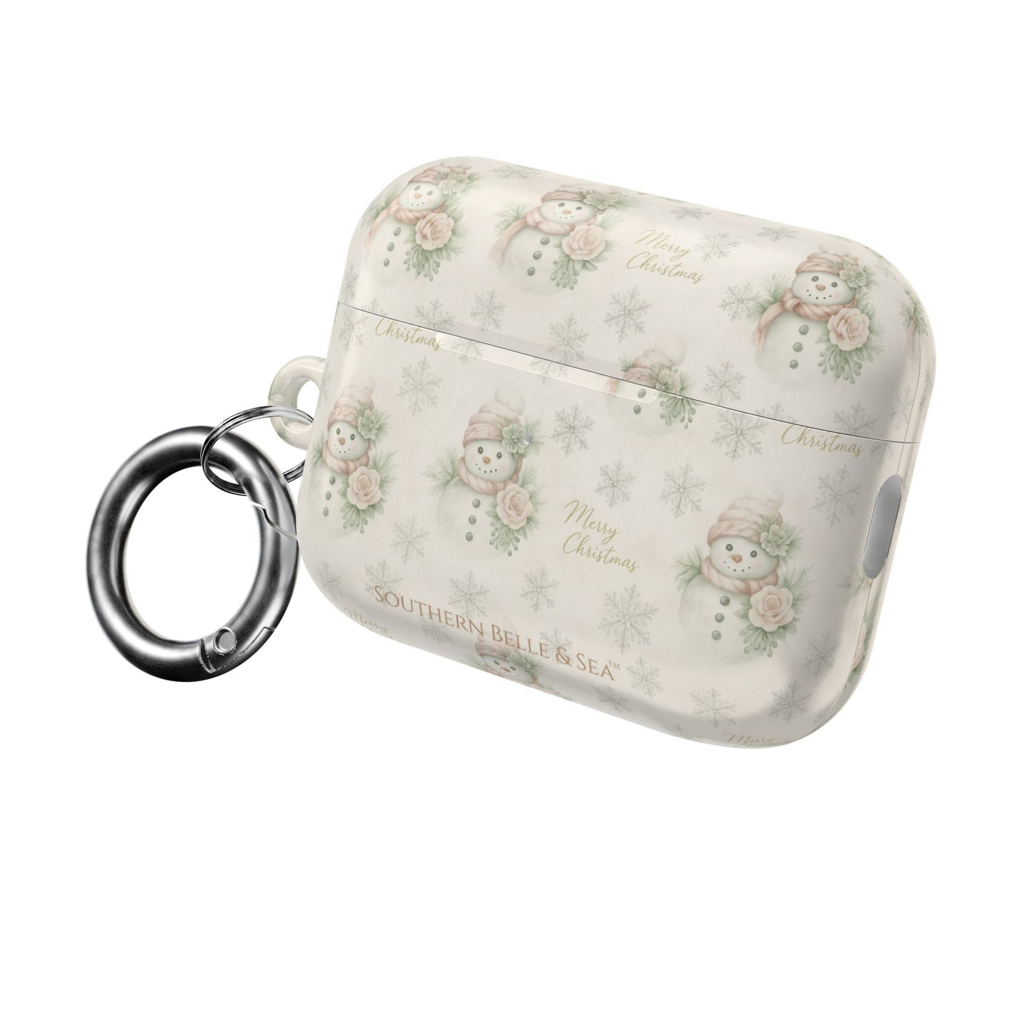 Snowman Christmas AirPod Case — 'Merry Christmas' Holiday Protective Cover - Southern Belle & Sea