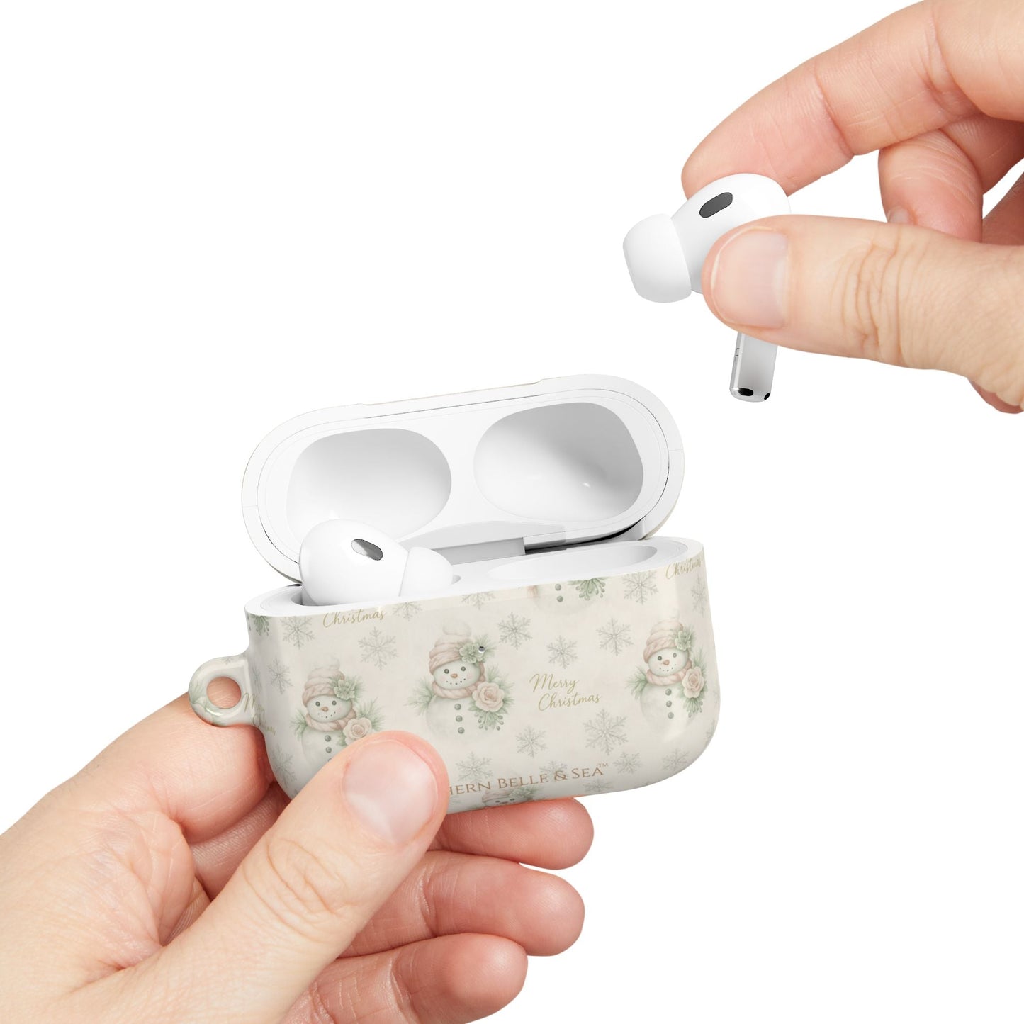 Snowman Christmas AirPod Case — 'Merry Christmas' Holiday Protective Cover - Southern Belle & Sea