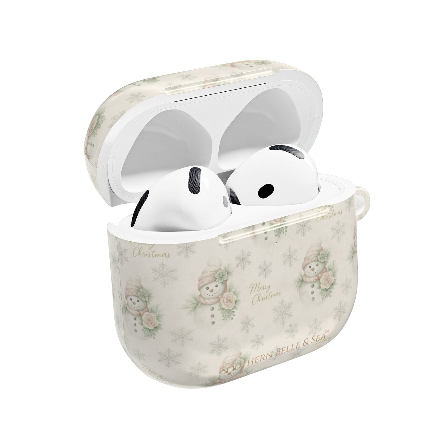 Snowman Christmas AirPod Case — 'Merry Christmas' Holiday Protective Cover - Southern Belle & Sea