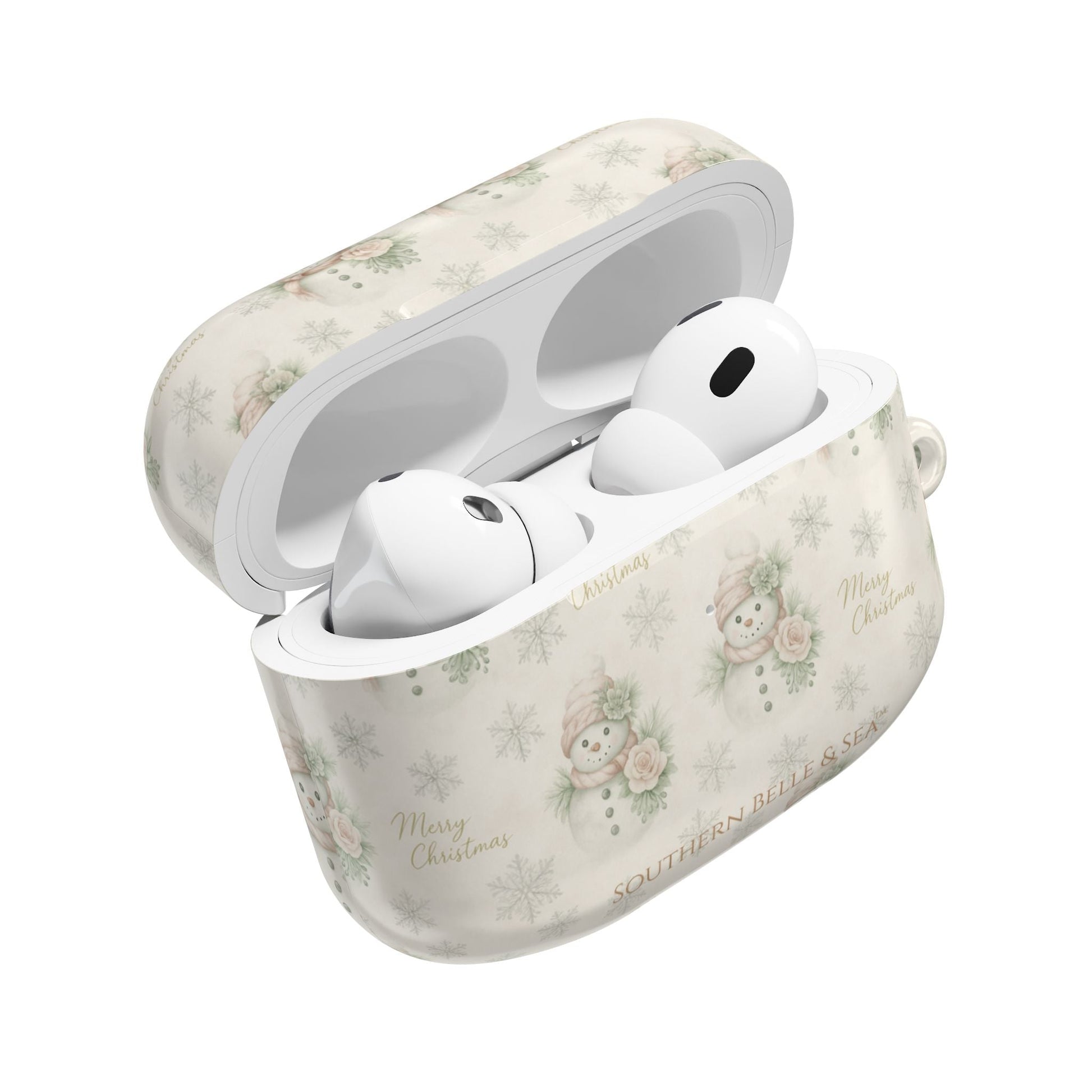 Snowman Christmas AirPod Case — 'Merry Christmas' Holiday Protective Cover - Southern Belle & Sea