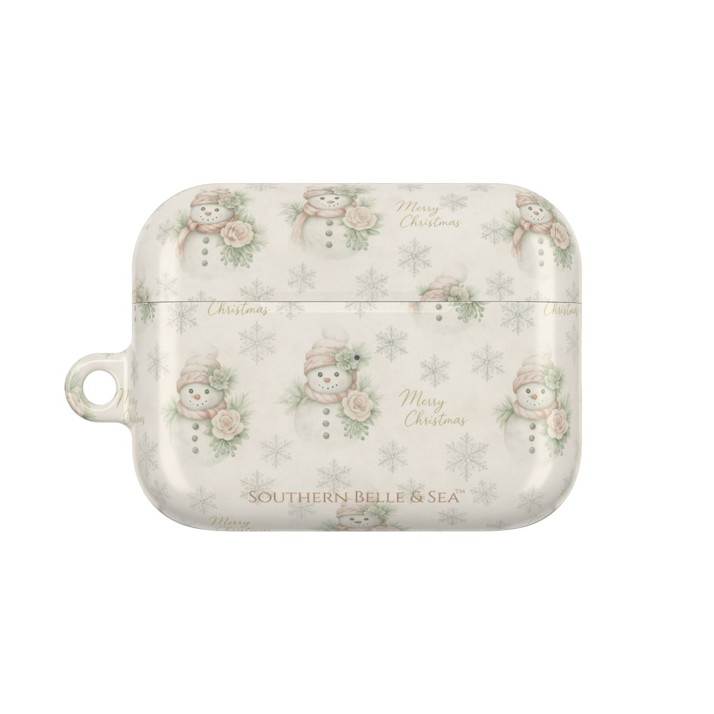 Snowman Christmas AirPod Case — 'Merry Christmas' Holiday Protective Cover - Southern Belle & Sea