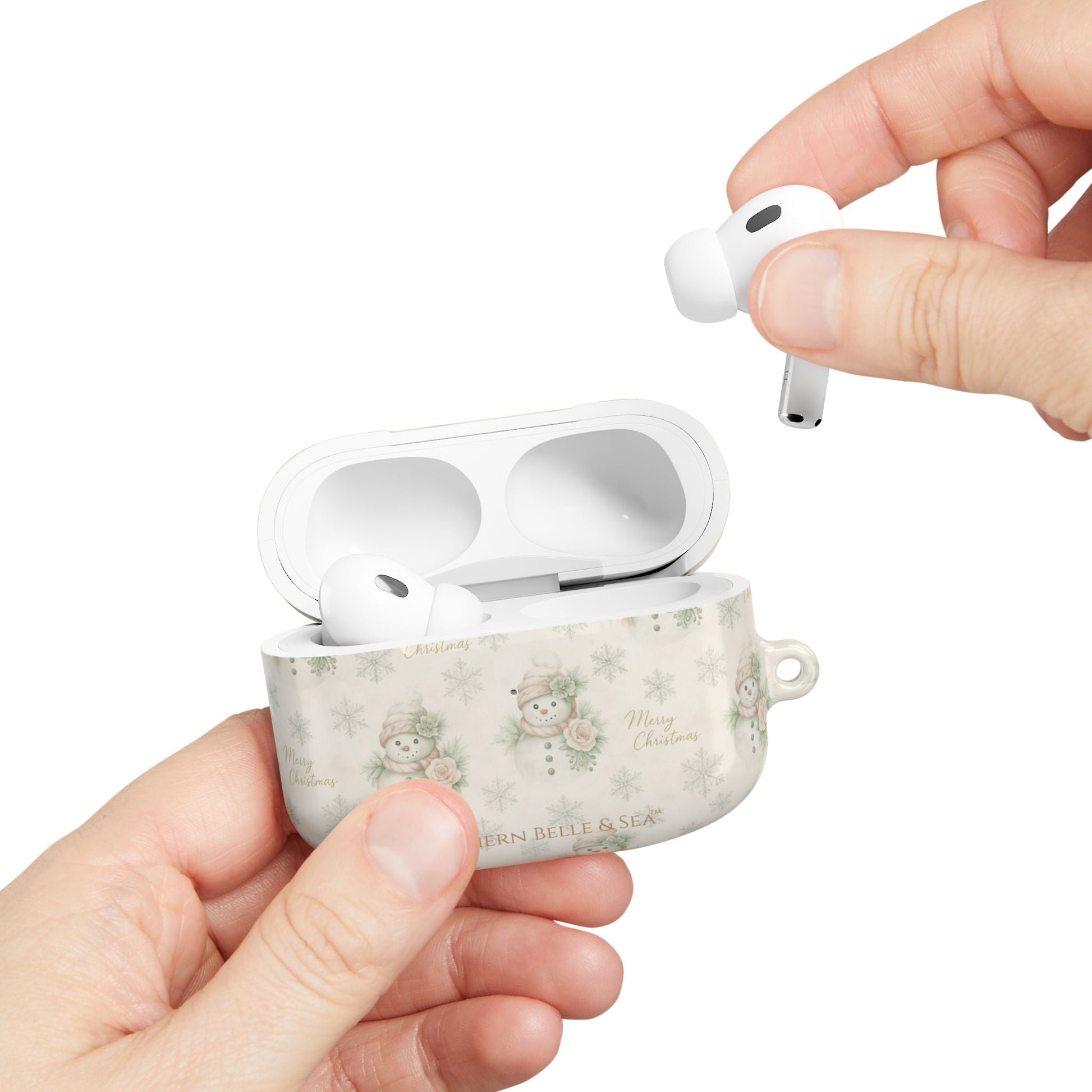 Snowman Christmas AirPod Case — 'Merry Christmas' Holiday Protective Cover - Southern Belle & Sea
