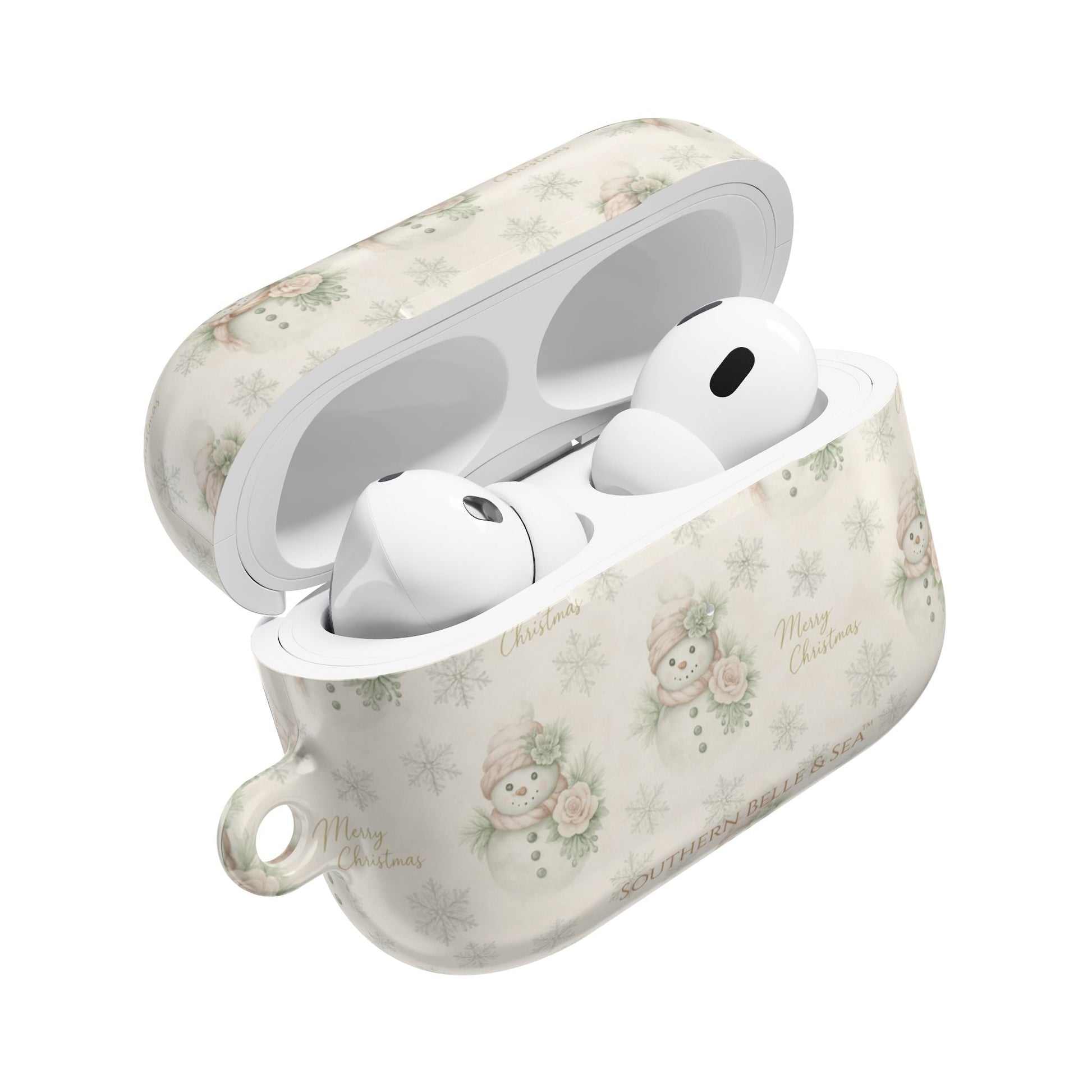 Snowman Christmas AirPod Case — 'Merry Christmas' Holiday Protective Cover - Southern Belle & Sea